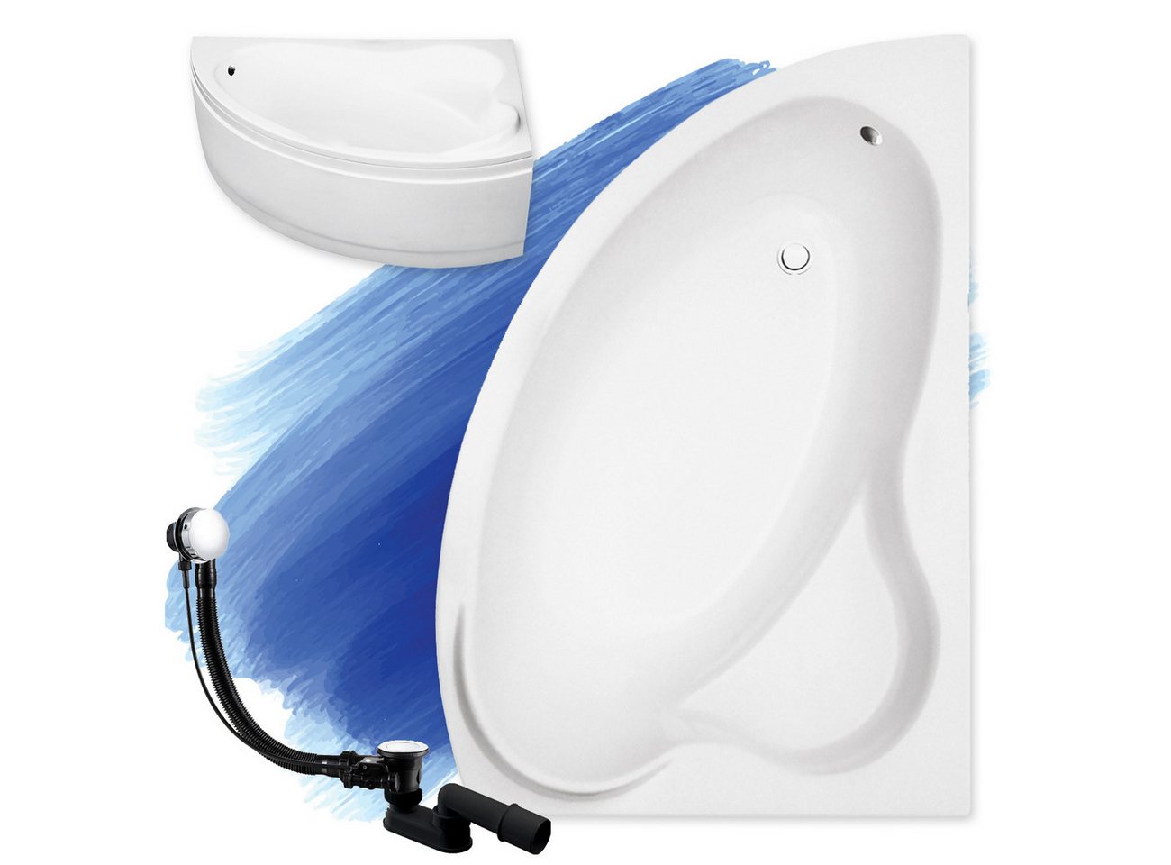 Thumbnail - KOLMAN Badewanne Eckbadewanne Ada 140x90, (Links/Rechts), Ablaufgarnitur & Füße GRATIS