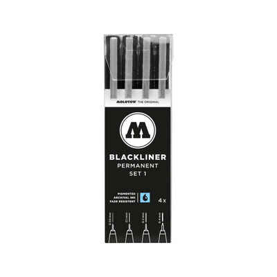 MOLOTOW Fineliner BLACKLINER SET 1 Fineliner-Set schwarz, 4 St., (Set, 4-tlg., Blackliner), unterschiedliche Strichstärken