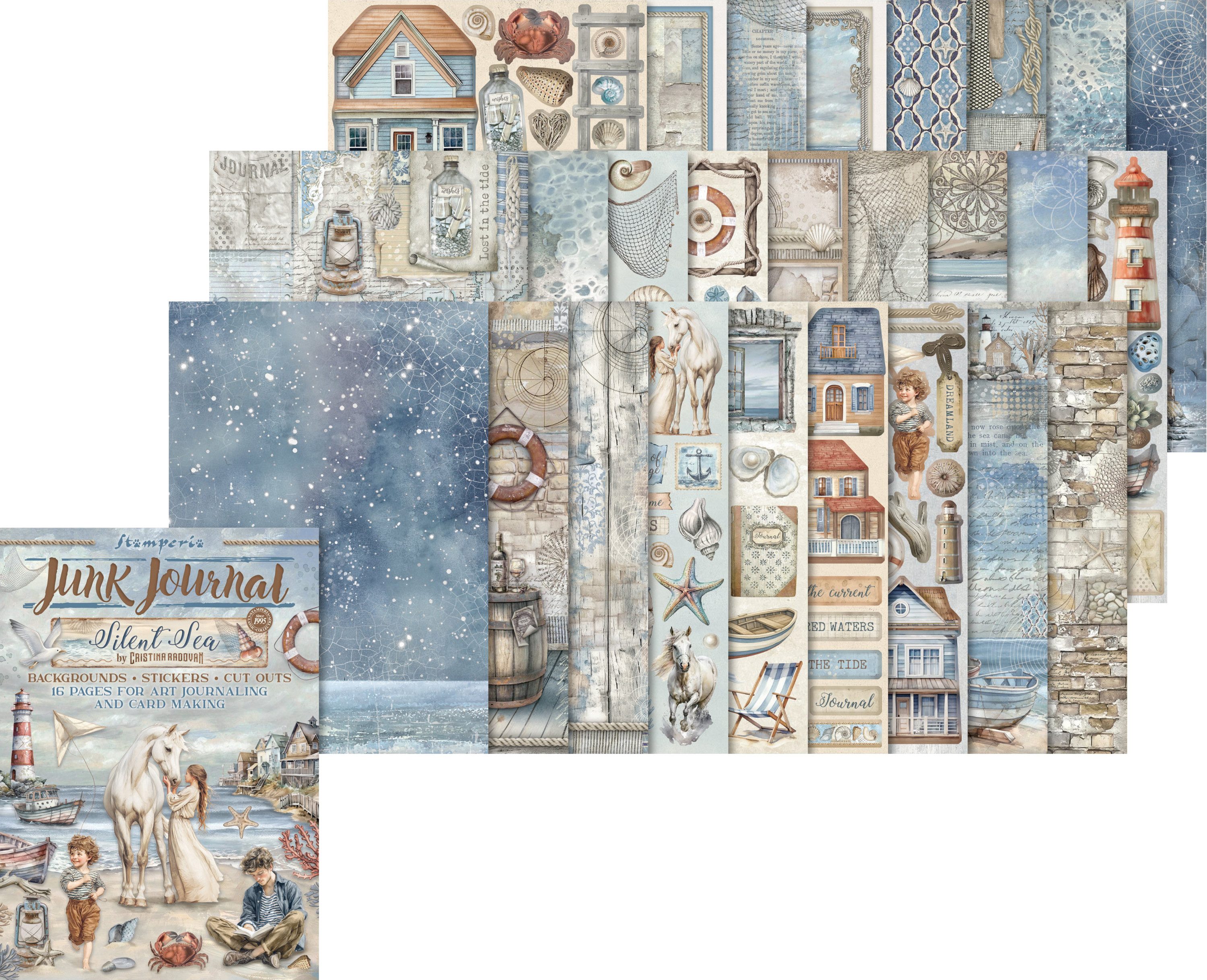Stamperia Motivpapier Junk Journal Book Silent Sea, 16 Blatt