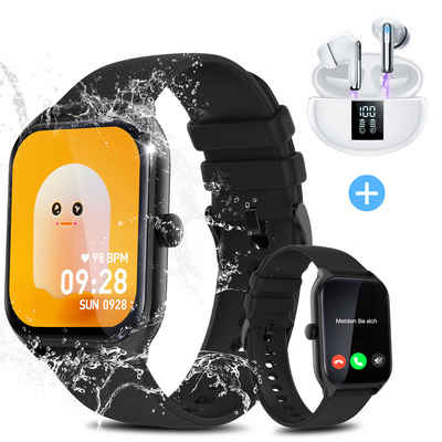 Yuede Smartwatch für Damen und Herren, Smartwatch (Quadratischer 1,96-Zoll-HD-Full-Touch-Farbdisplay Zoll), IP67 Wasserdichte Sportuhr mit mehr als 100 Sportmodi, für Android IOS