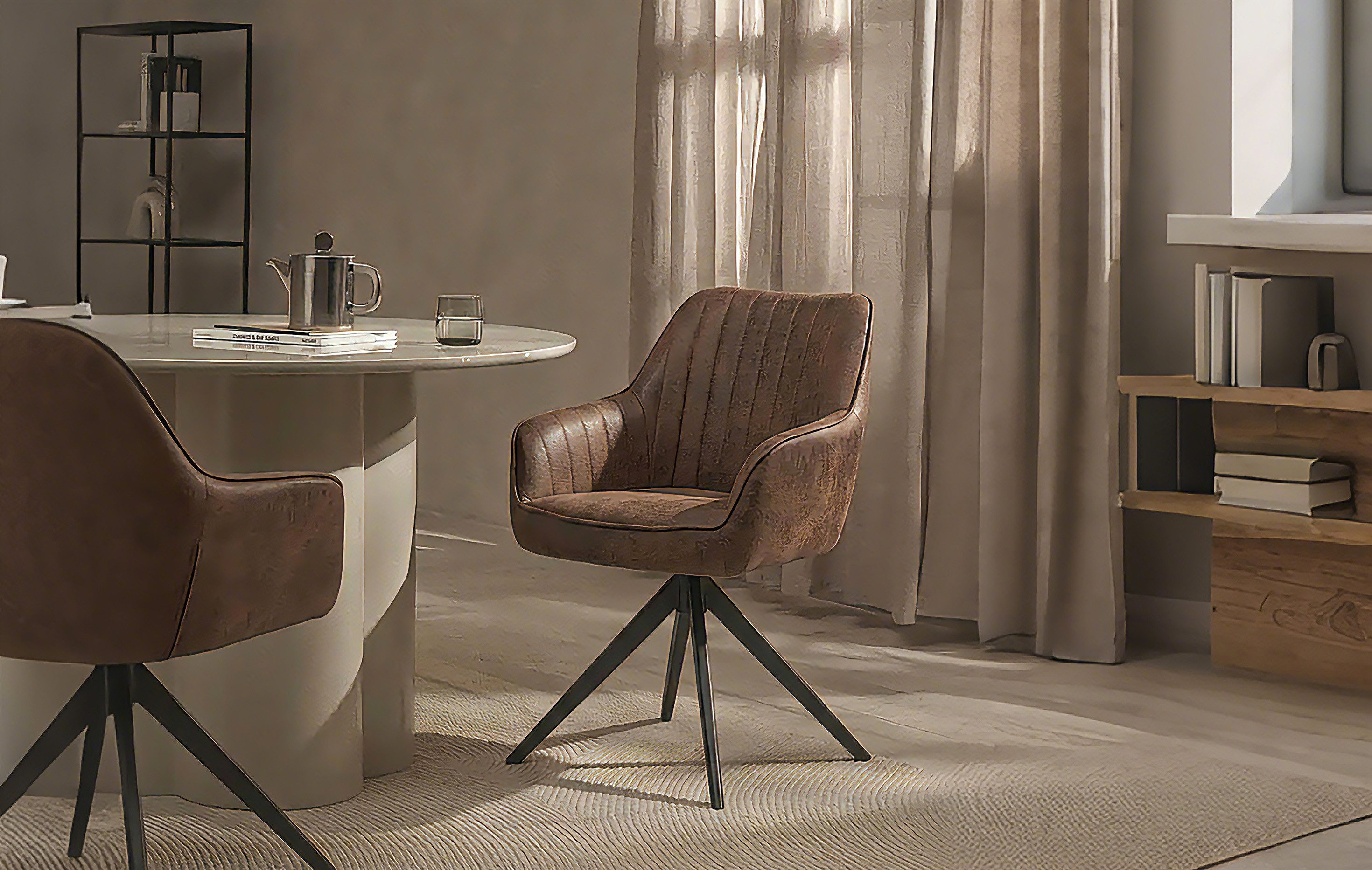 B&D home Polsterstuhl ARVIT (1 St), Federkern, drehbares Metallgestell, mit Armlehnen