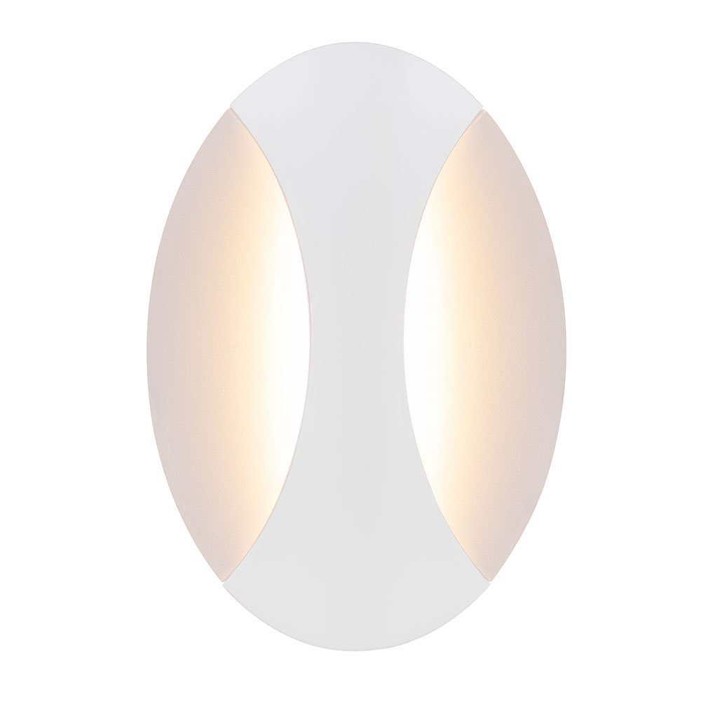 Oval Metall Wohn Lampe LED Warmweiß, Wand Schlaf fest verbaut, Wandleuchte, Weiß etc-shop LED Zimmer Flur LED-Leuchtmittel Leuchte