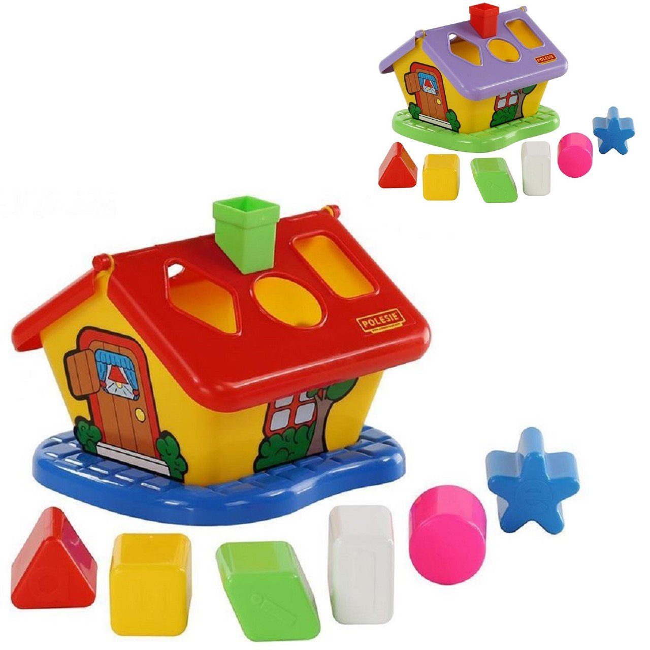Polesie Spielcenter Steckspiel Haus Sortierspiel 3354, (7-tlg), bunter Formsortierer mit sechs Formen