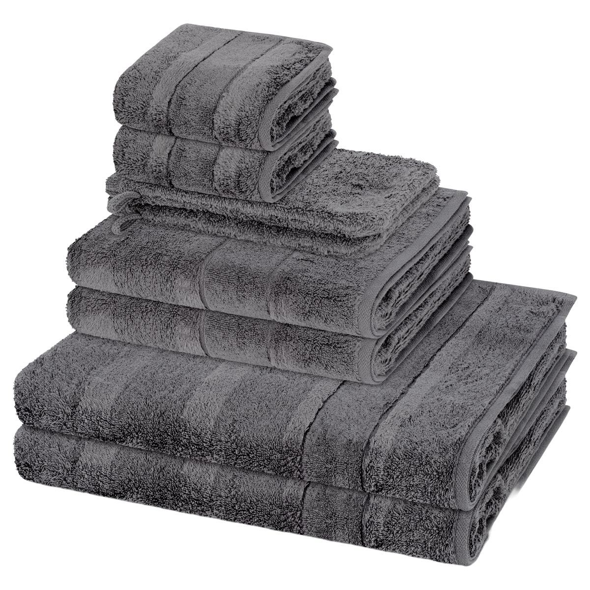 Cawö Handtuch Set Noblesse, Walkfrottee (Spar-Set, 8-St), 2 X Wasch- 2 X Gäste- 2 X Dusch- 2 X Handtuch im Set - Baumwolle