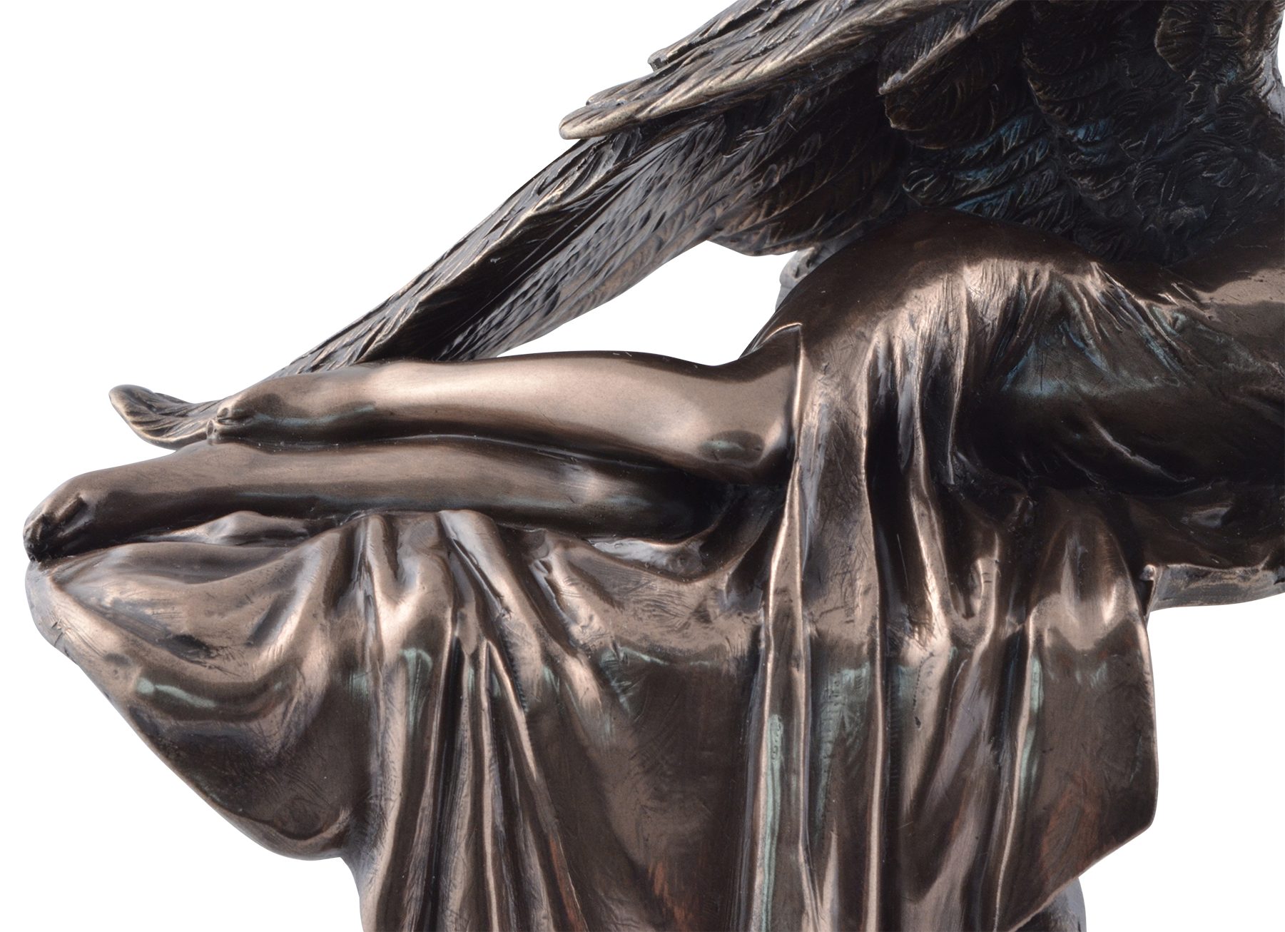 Kunststein, als Schutzengel Dekofigur bronziert, L/B/H 21x7x14 cm Größe: ca. direct Kantenlieger, Vogler Gmbh