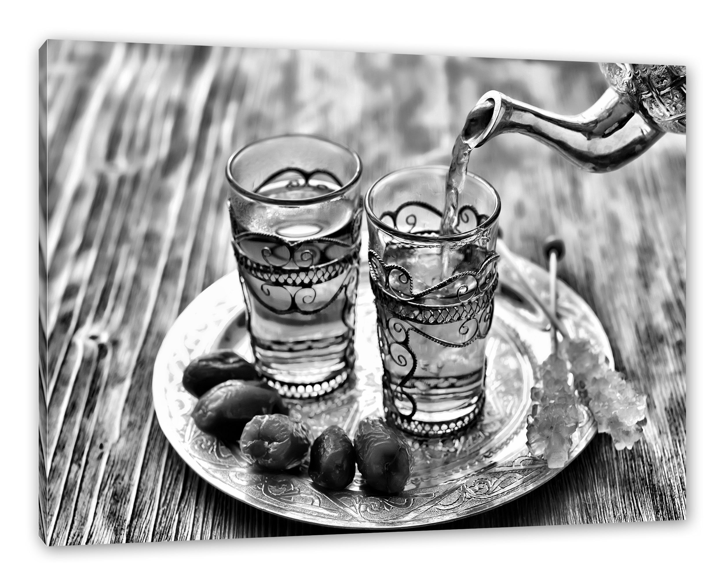 Pixxprint Leinwandbild Arabischer Tee, Arabischer Tee (1 St), Leinwandbild fertig bespannt, inkl. Zackenaufhänger