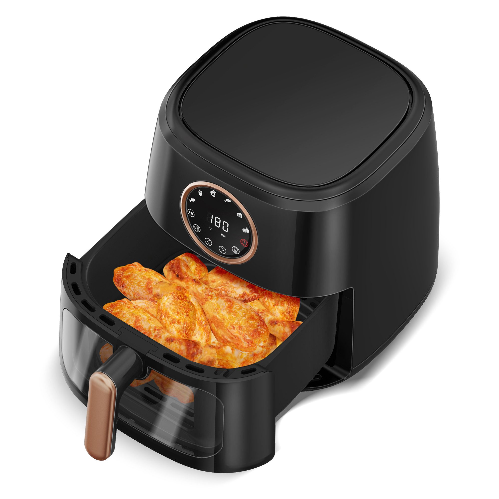 TurboTronic by Z-Line Heißluftfritteuse XL 7,2 Liter 1750W digitale XL Heißluftfritteuse Airfryer Power, 1750 W, bis 200 Grad Digital Fritteuse Fettfrei 1600W 1-60 Min.