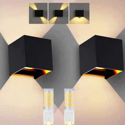 LETGOSPT Wandleuchte 2 Stücke LED Wandleuchte Wandlampe mit Bewegungsmelder, LED wechselbar, Warmweiß, inkl. Austauschbarer 6 Watt G9 LED Leuchtmittel, Außen Wandbeleuchtung