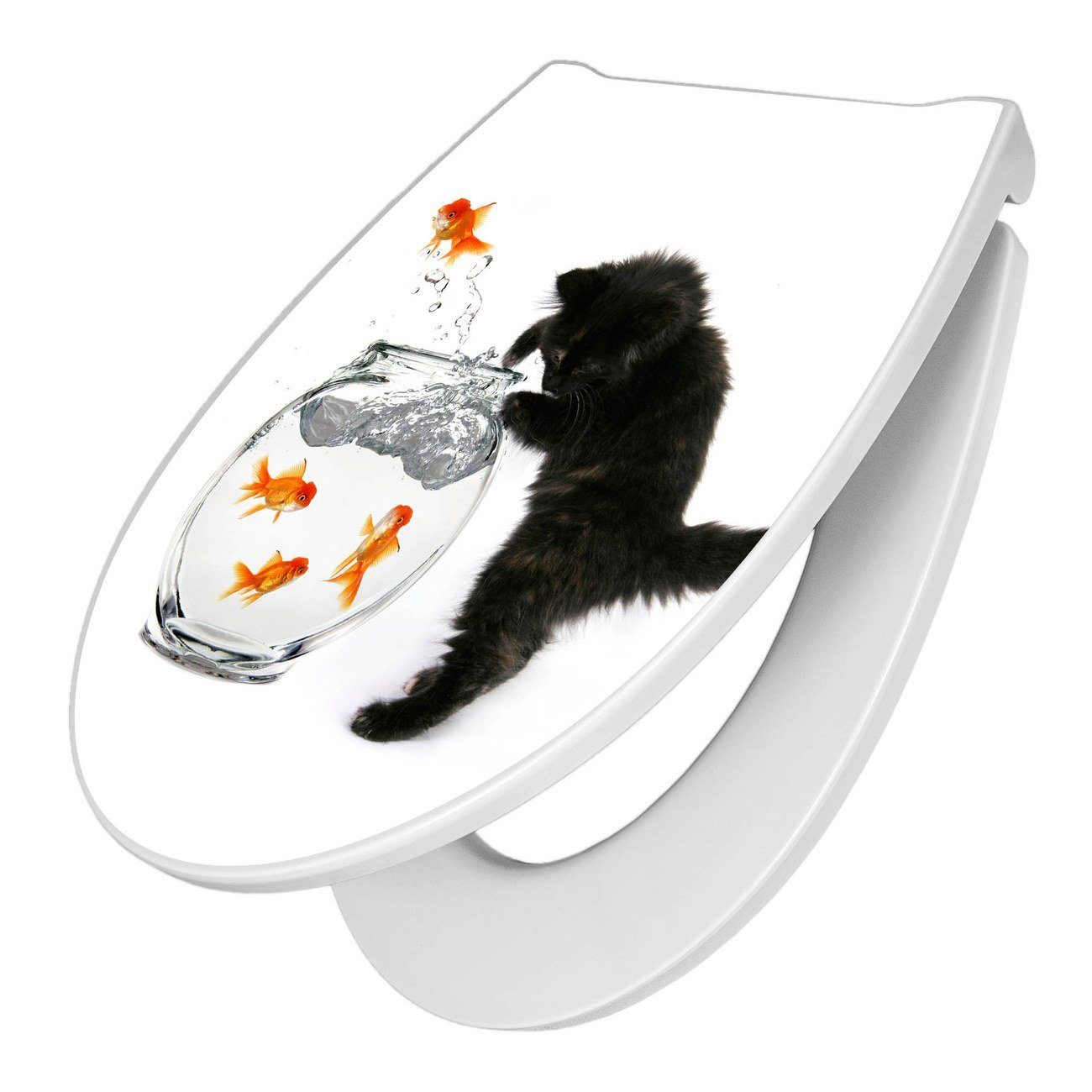 banjado WC-Sitz »Motiv Katze Und Fisch« (umweltfreundliches Material &  Take-Off Technologie, Softclose Absenkautomatik), 45 x 38,4 x 4,2cm