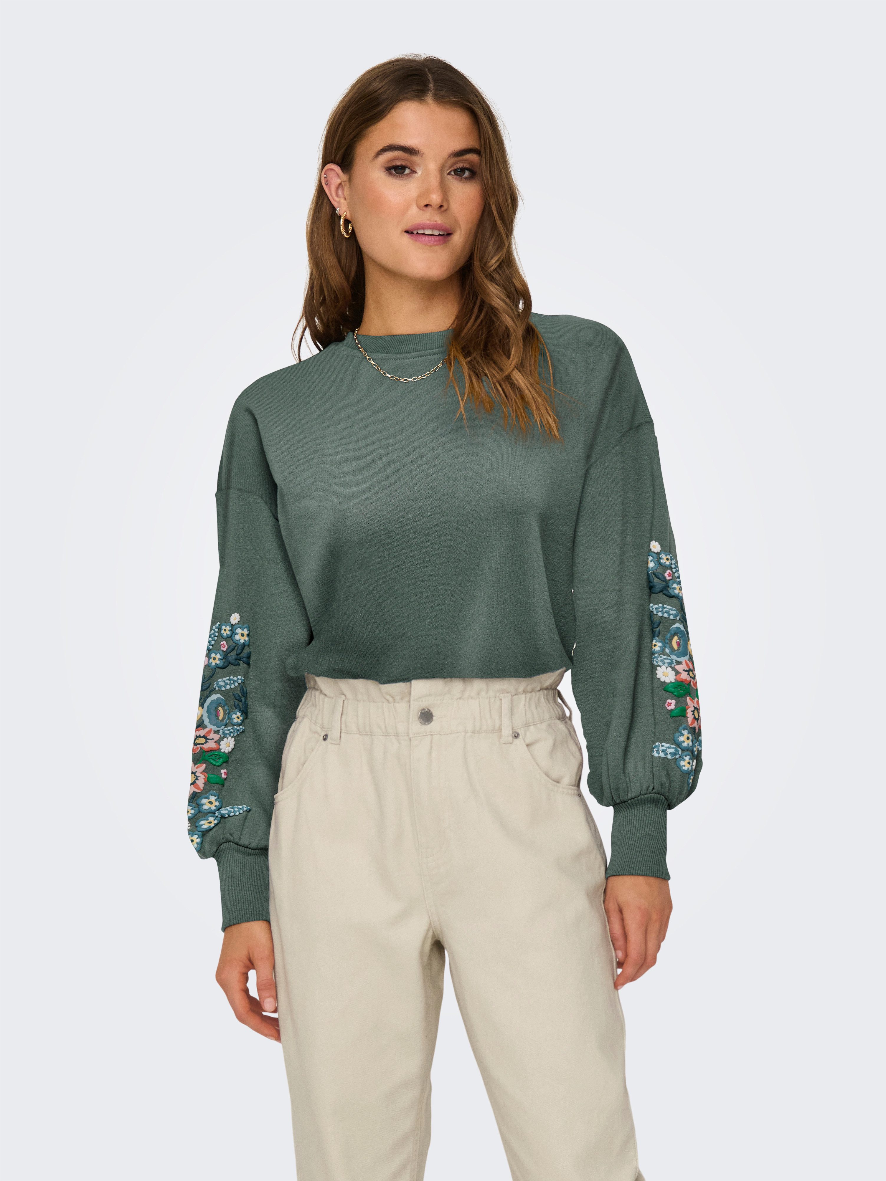 Sweatshirt ONLBROOKE L/S O-NECK FLOWER SWT