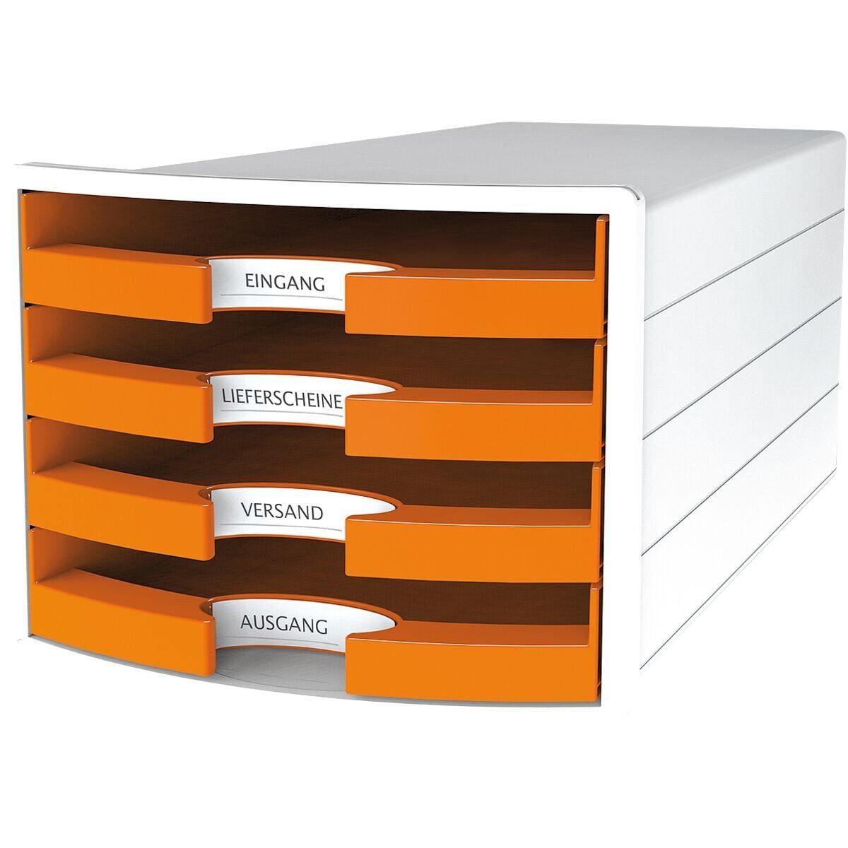 HAN Schubladenbox Impuls, mit 4 orange Schubladen, stapelbar offen