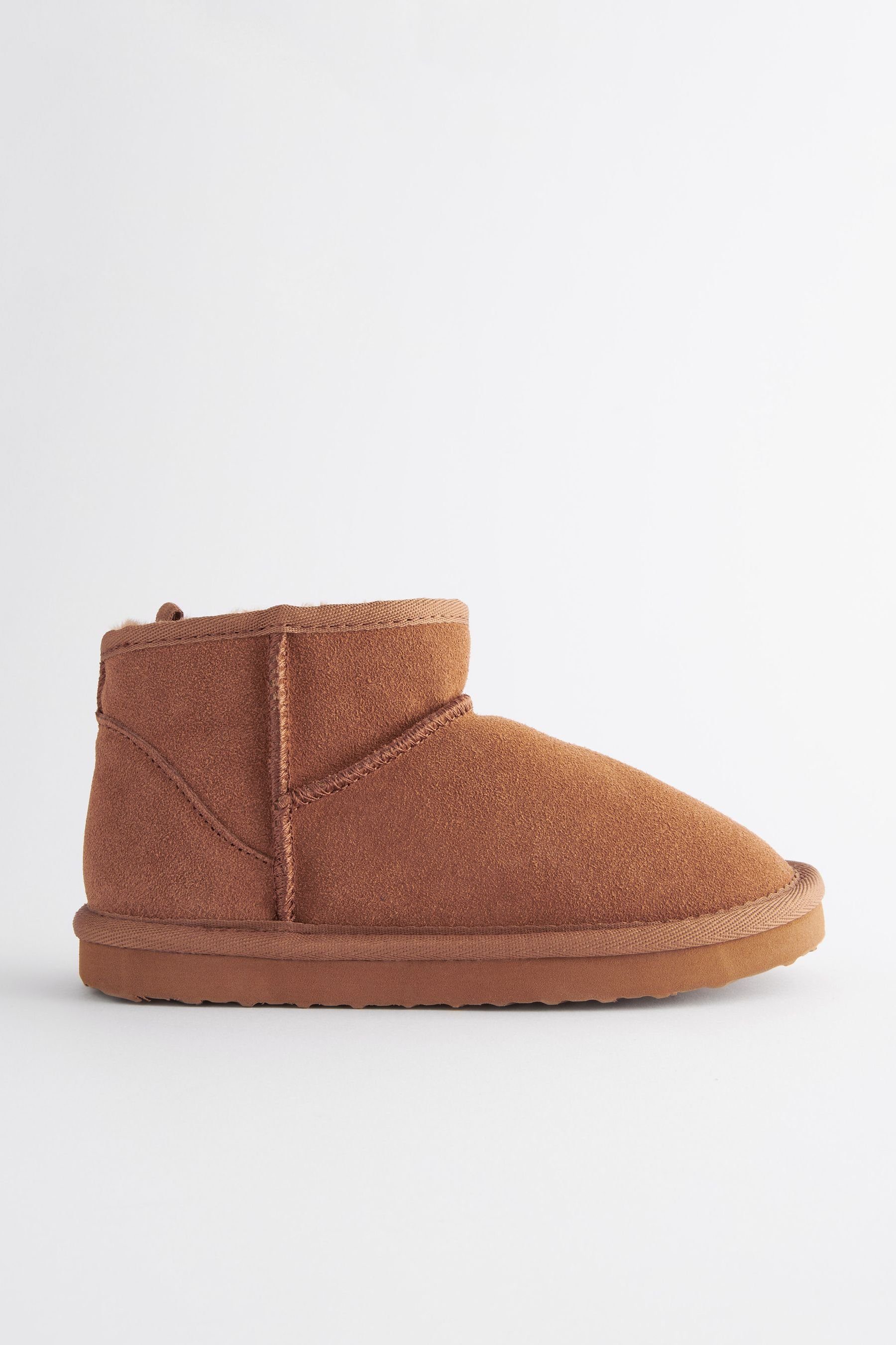 Slipper-Stiefel aus Velourleder mit warmem Futter Hausschuh