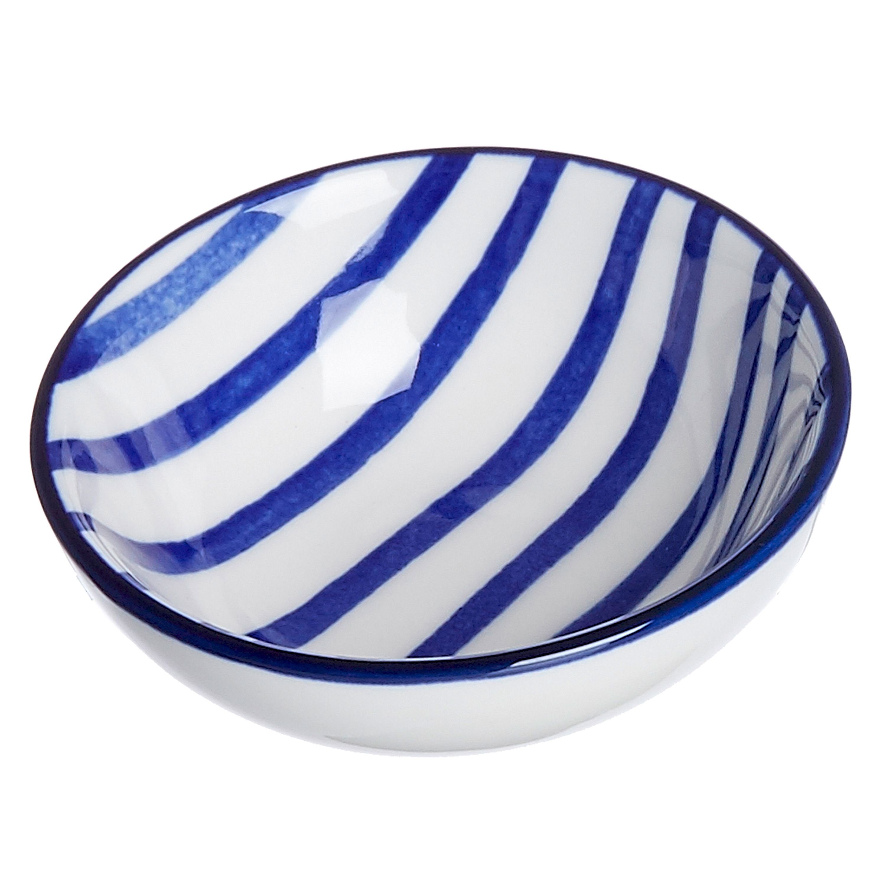 Ritzenhoff & Breker Servierschale 4er Set Schale flach 8cm Streifen Seaside - Ritzenhoff 270273, Porzellan