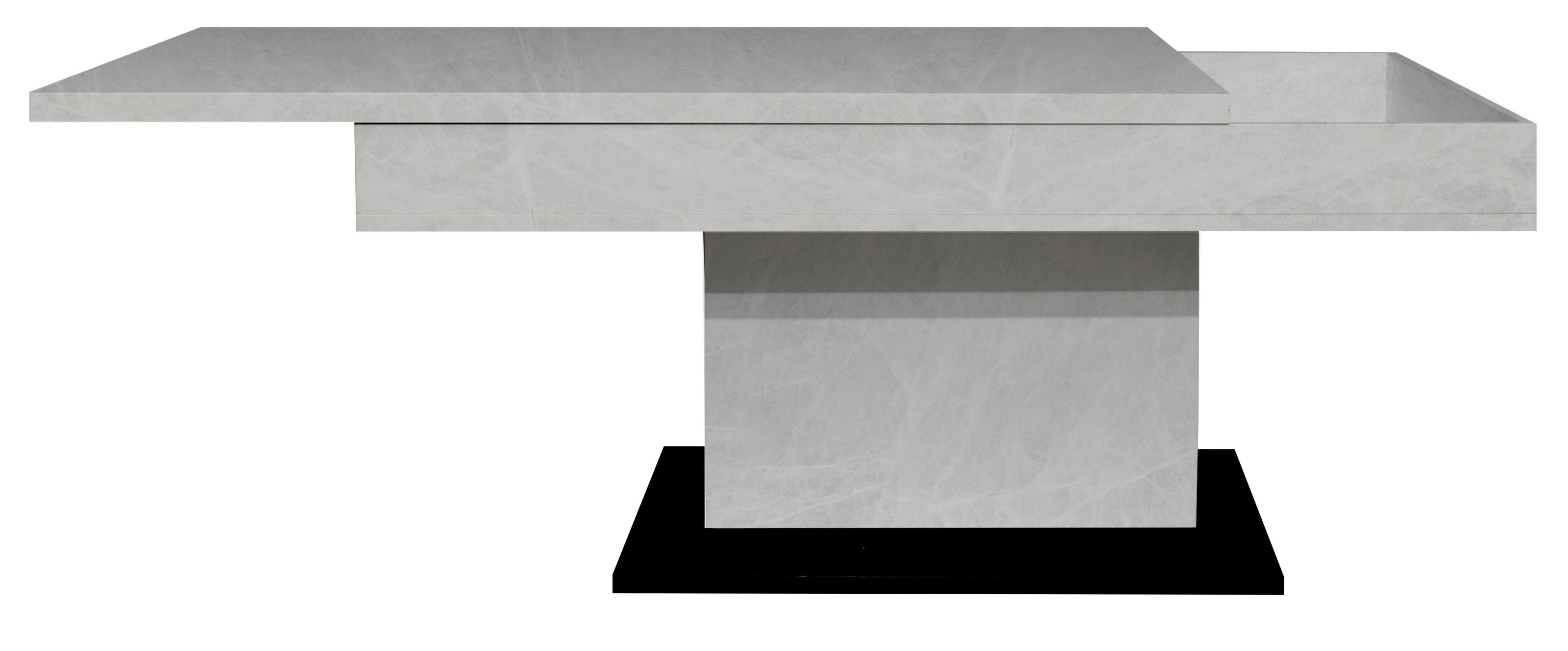 freiraum Couchtisch Lift, höhenverstellbar, keramik optik weiß / schwarz - 110x58/77x60 (BxHxT)
