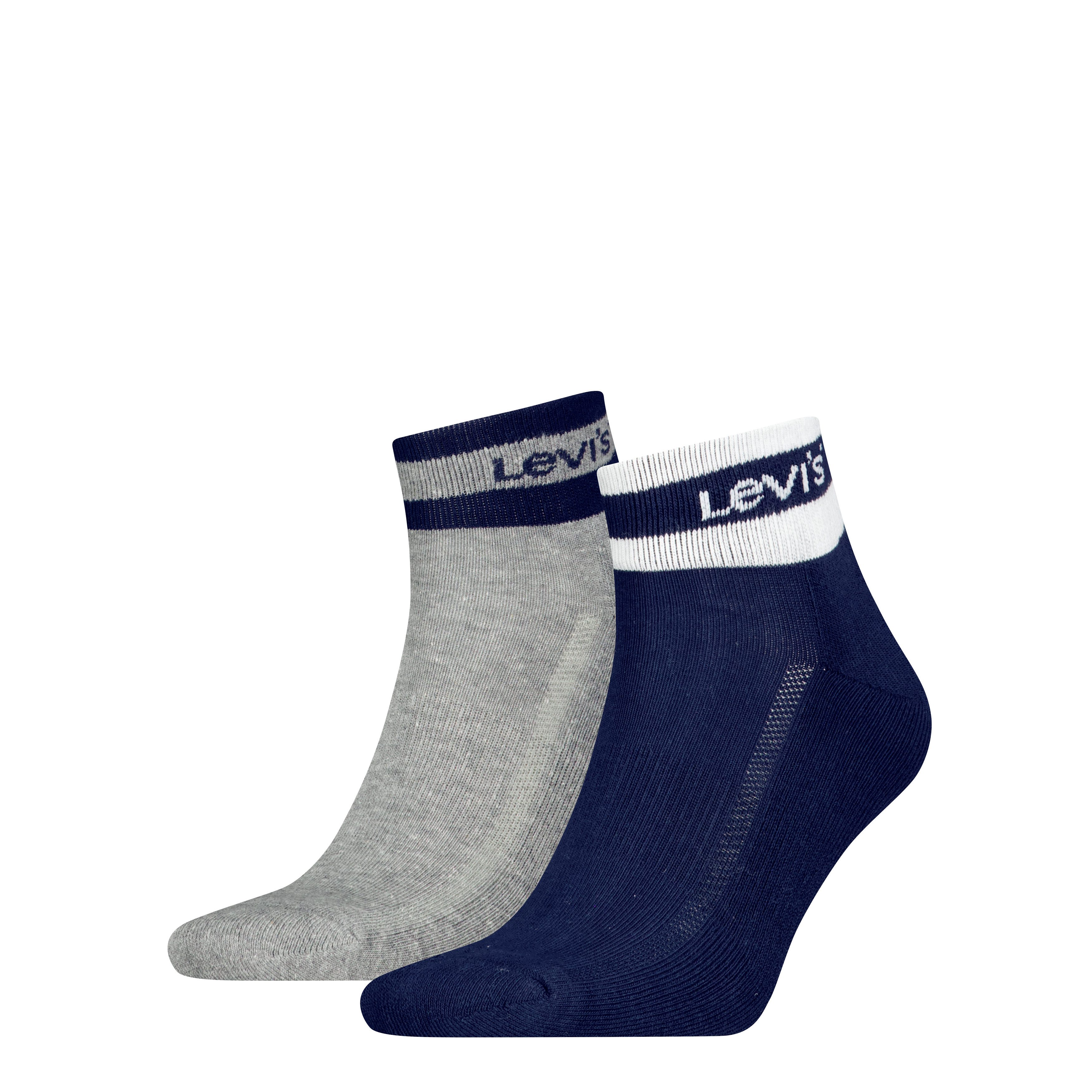 Levi's® Kurzsocken LEVIS MID CUT SPORT STRIPE (2 Paar) mit gepolsterter Sohle, elastisch, Cotton-Mix