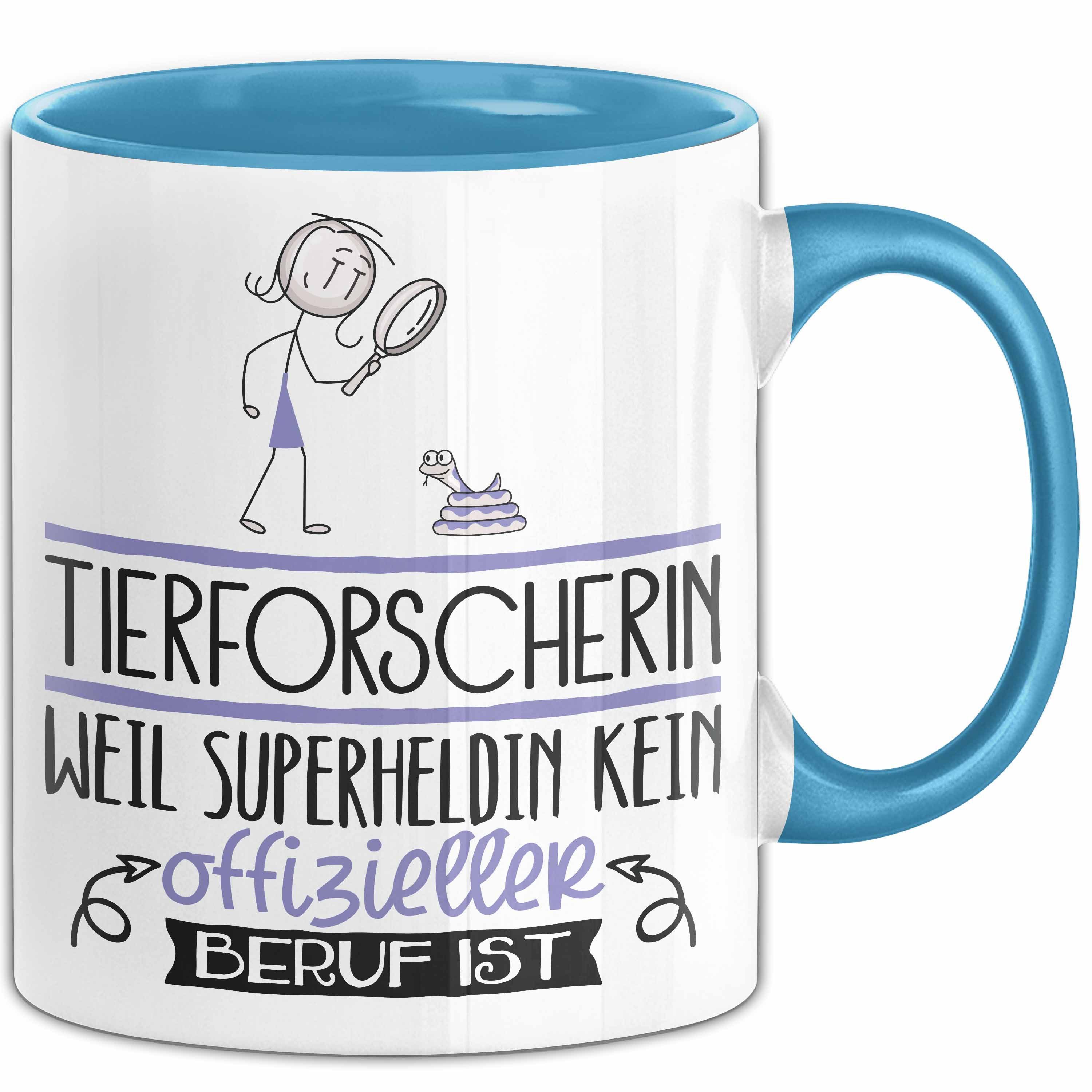 Trendation Tasse Tierforscherin Geschenk Tasse Lustiger Spruch Tierforscherin Weil Su