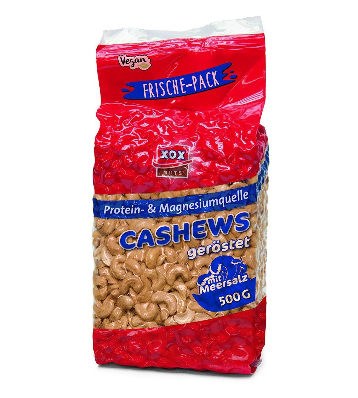 XOX Knabberei, XOX Gebäck Cashews geröstet und gesalzen mit Meersalz nussig 500g