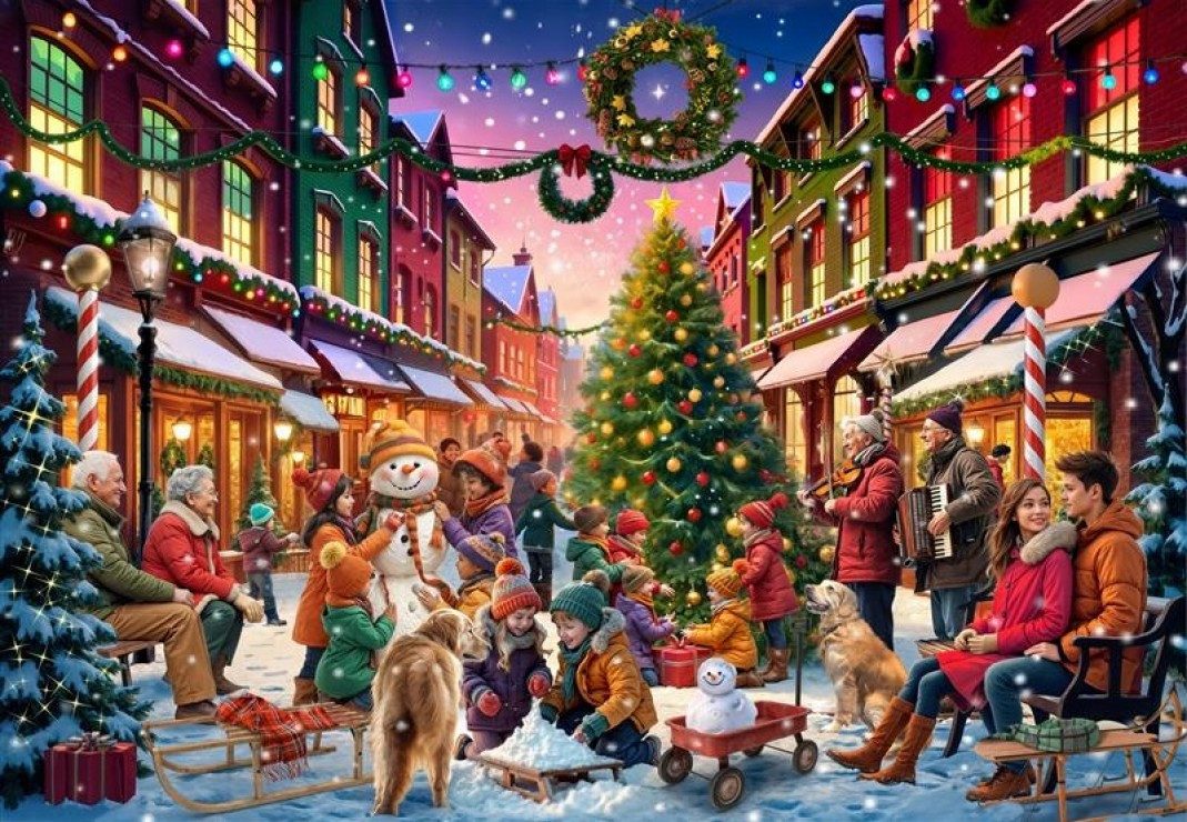 Bluebird Puzzle Puzzle Weihnachtsstraße, Puzzleteile günstig online kaufen