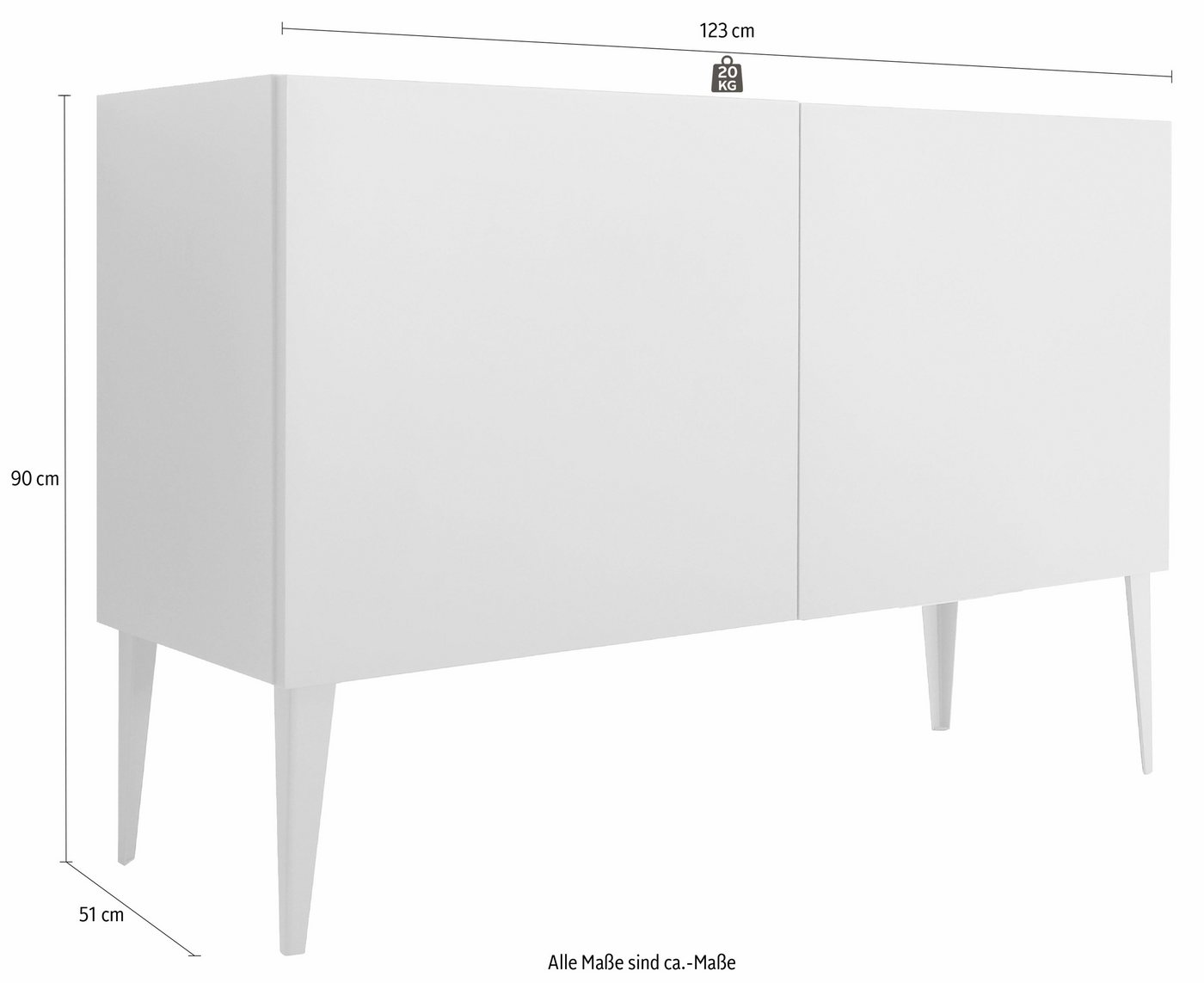 Places of Style Sideboard »Zela«, 2-türig, mit Füßen, Breite 123 cm-HomeTrends