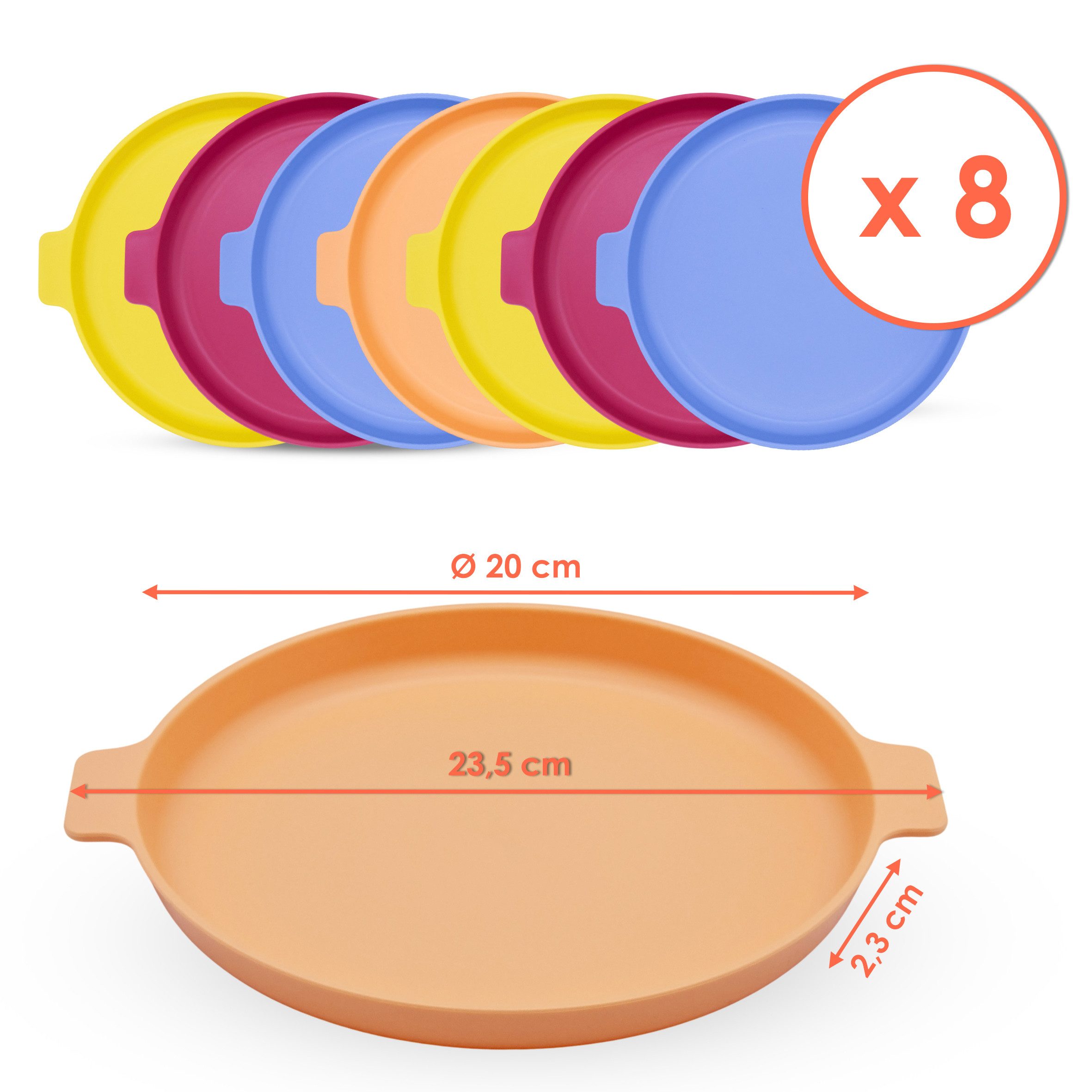 Spetebo Geschirr-Set aus Kunststoff bunt - wiederverwendbar (1-tlg), 8 Personen, Kunststoff, bruchsicher, Mikrowelle geeignet