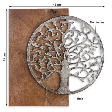 Casamia Wanddekoobjekt Wanddekoration Lebensbaum 45x45cm Aufhänger Metall Holz Wandanhänger