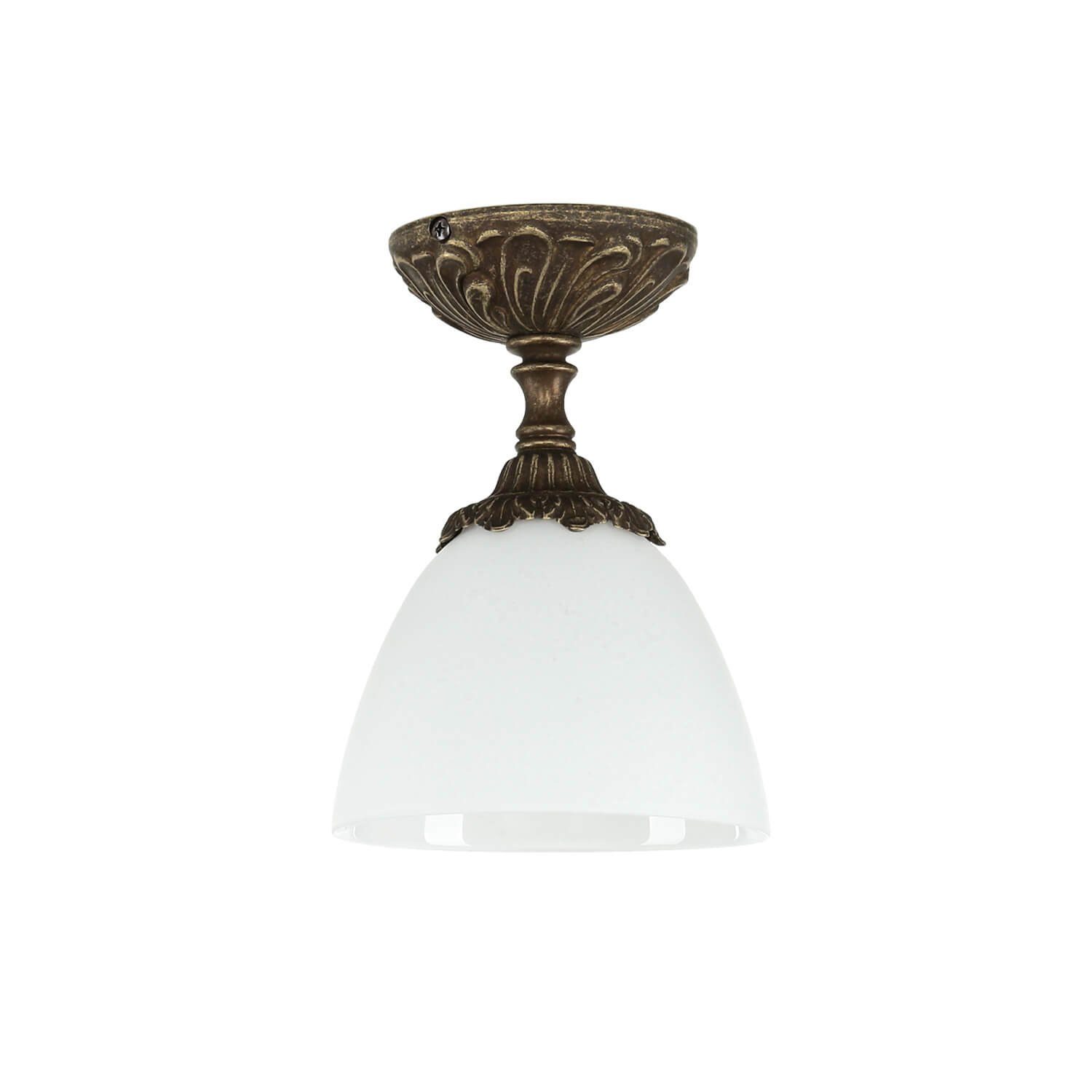 Antik Lampe ohne BEATRICE, Jugendstil Deckenlampe Messing Glas Licht-Erlebnisse Bronze Deckenleuchte Leuchtmittel, Weiß
