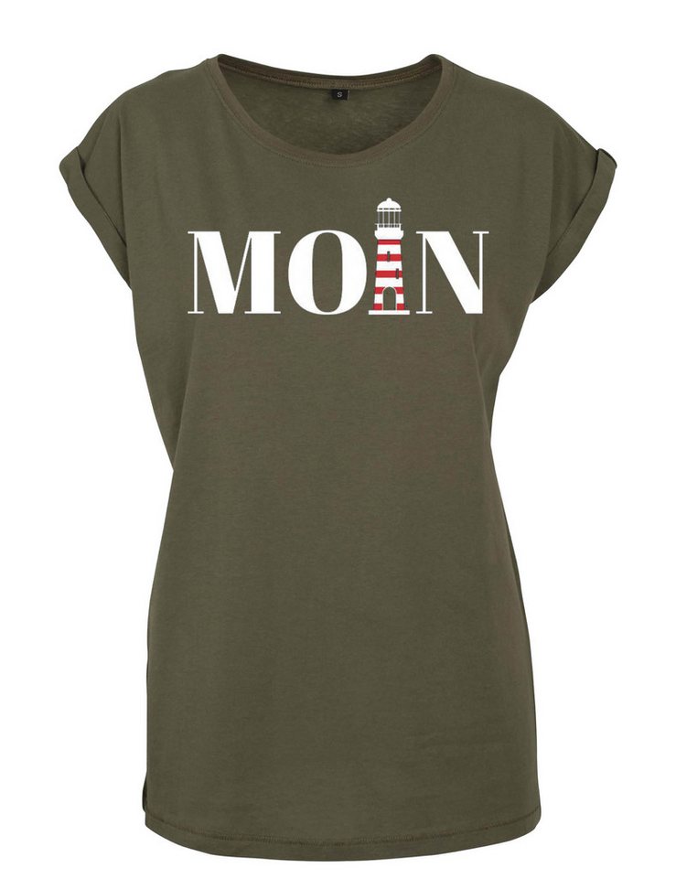 Youth Designz Print-Shirt "Moin mit Leuchtturm" Damen T-Shirt Statement Geschenk Frauen Motiv mit stylischen und schlichten Aufdruck für Frauen