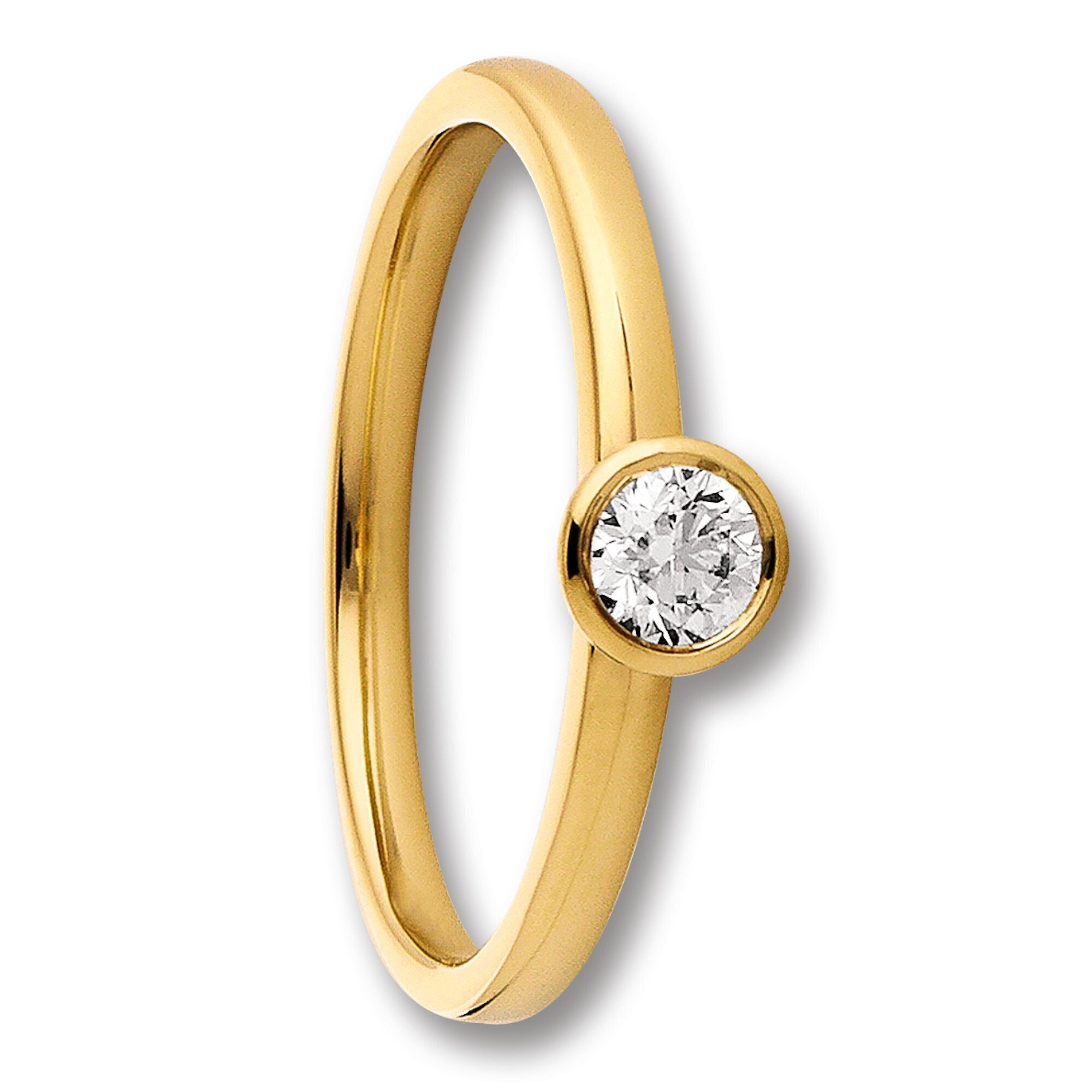 Brillant Diamantring Zarge ONE ct 585 Ring Zarge 0.25 Diamant Gold Schmuck Damen aus ELEMENT Gelbgold,