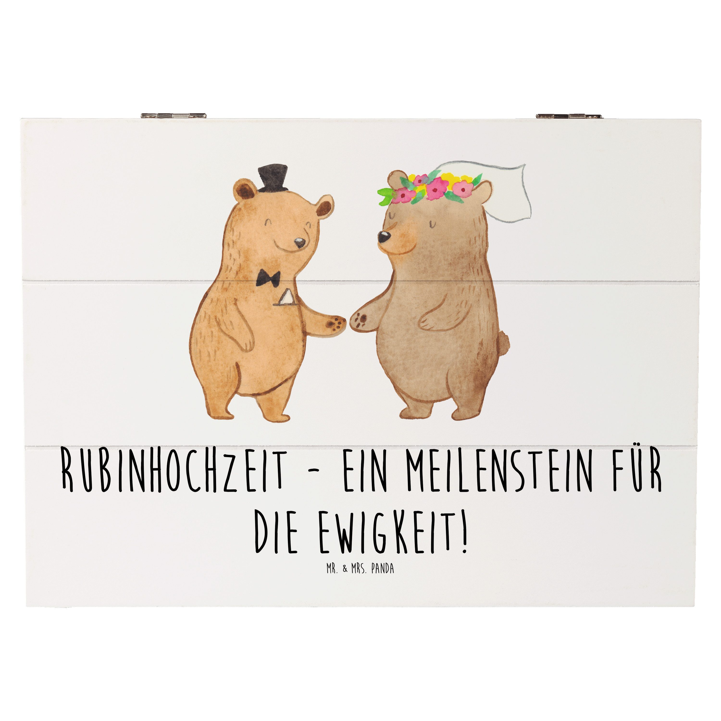 Dekokiste 25 x 18 cm 40. Hochzeitstag Rubinhochzeit - Weiß - Geschenk, Ehejubil