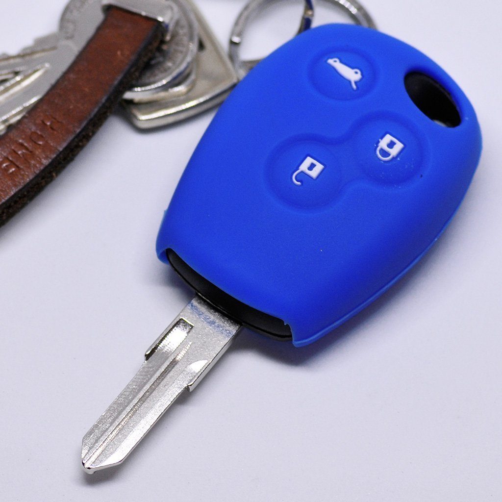 mt-key Schlüsseltasche Autoschlüssel Softcase Silikon Schutzhülle Blau, für Dacia DOKKER SANDERO Duster LODGY Logan Renault CLIO TWINGO