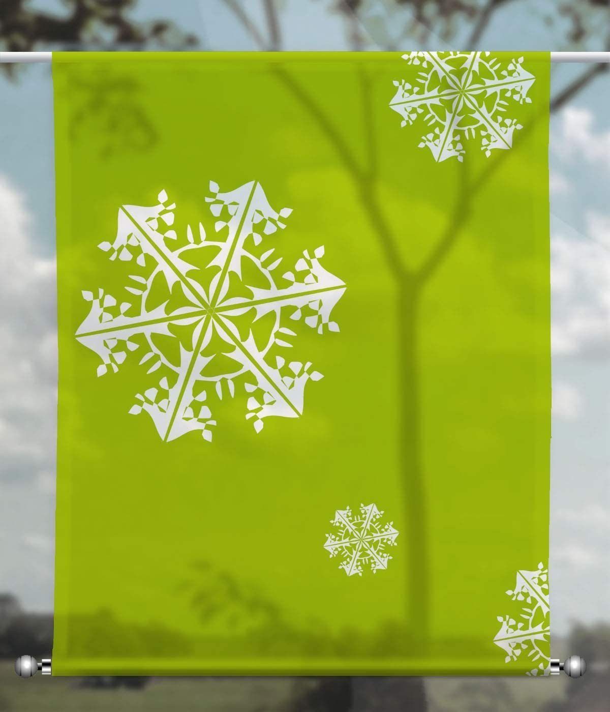 transparent, ONE Weihnachtskristall gardinen-for-life Scheibengardine Scheibenhänger Green