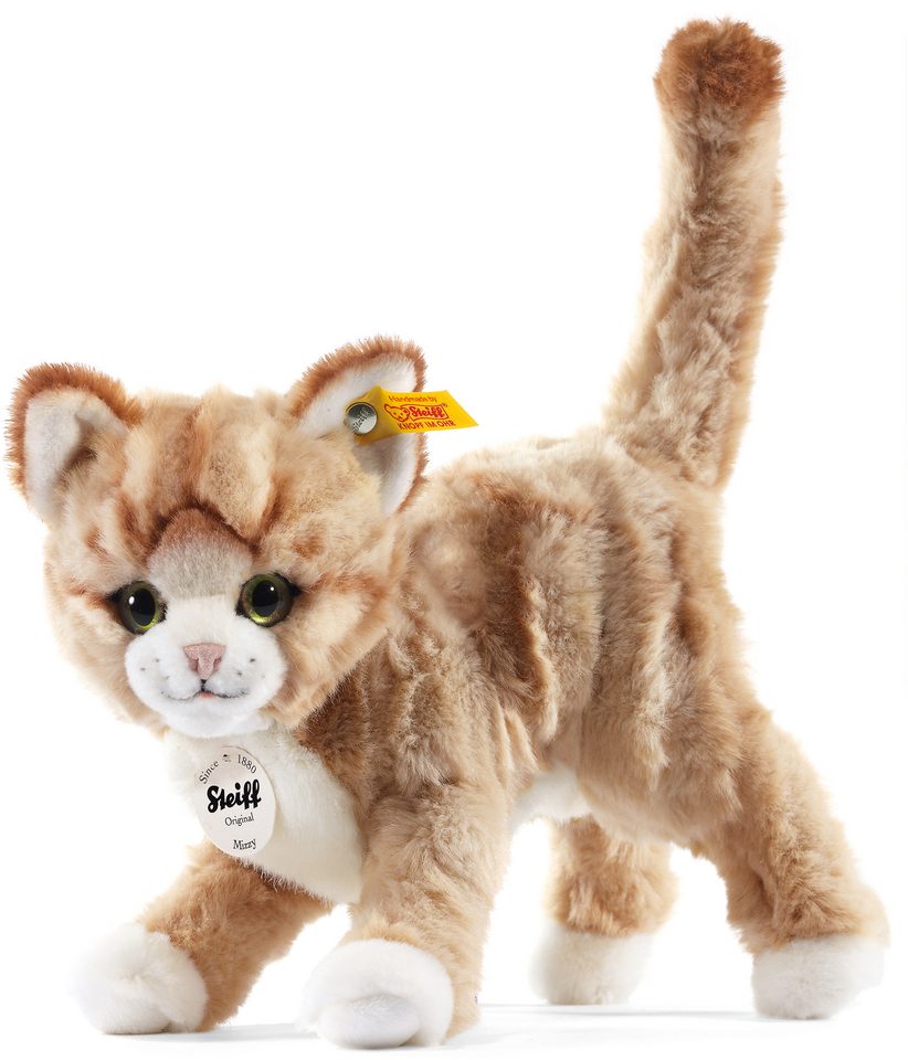 Katze sitzend 25 cm beige Stofftier Plüschtier Kuscheltier Super Soft Haustier 