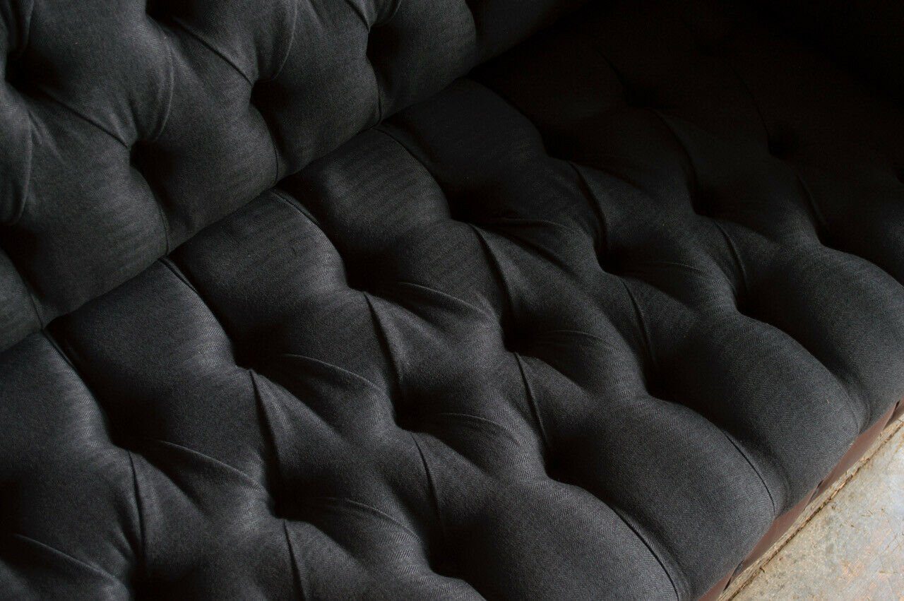 JVmoebel Chesterfield-Sofa, Schwarz Chesterfield Sofa Sitzmöbel Stoff Textil Couch Polster Leder