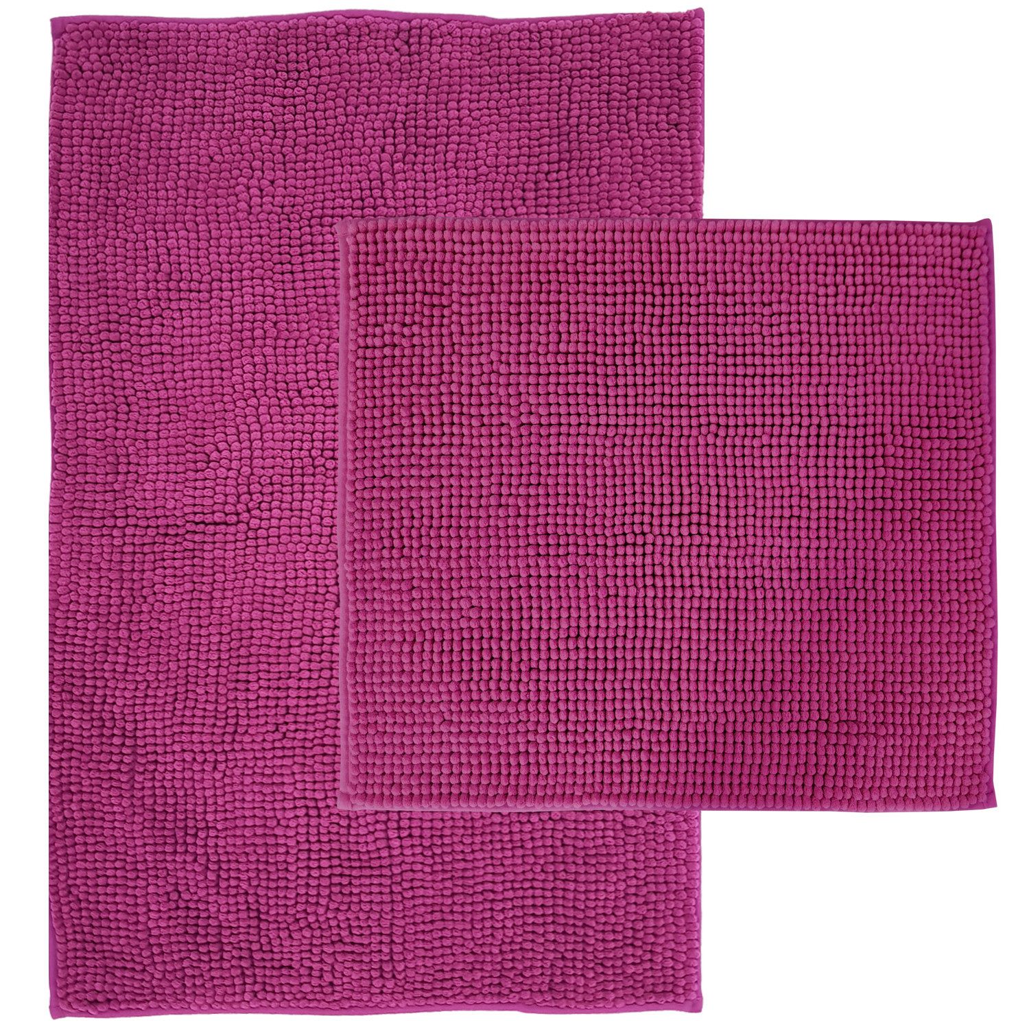 NYVI Badematte Badematten Set 2 teilig NYVISpa Chenille Badezimmerteppich Set, Höhe 20 mm, Polyester, Rutschfest, Saugfähig, Schnell Trocknend, Fußbodenheizung geeignet