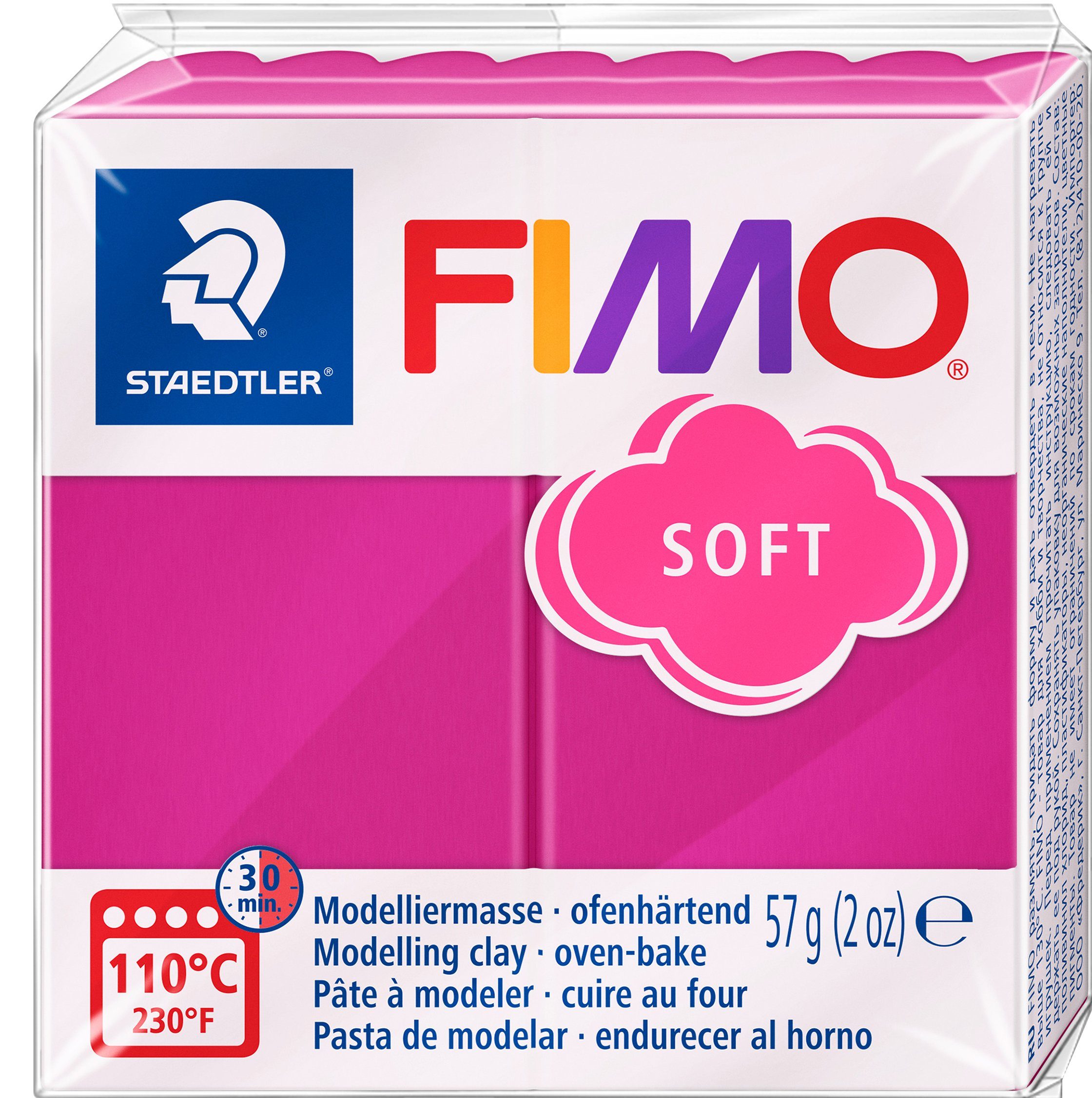 FIMO Modelliermasse soft Basisfarben, 57 g Himbeere | Malerfolien