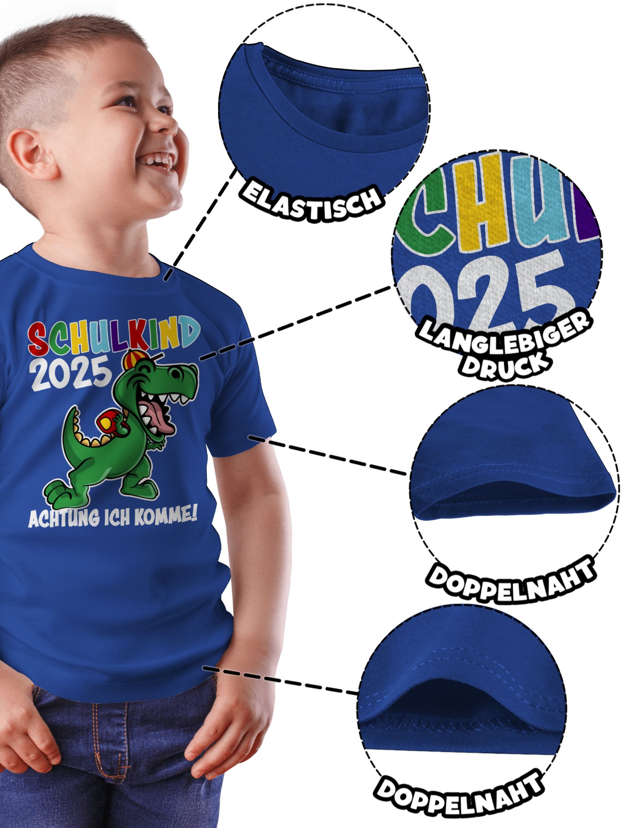Shirtracer T-Shirt Schulkind 2025 Dino Dinosaurier Einschulung Junge Schulanfang Geschenke