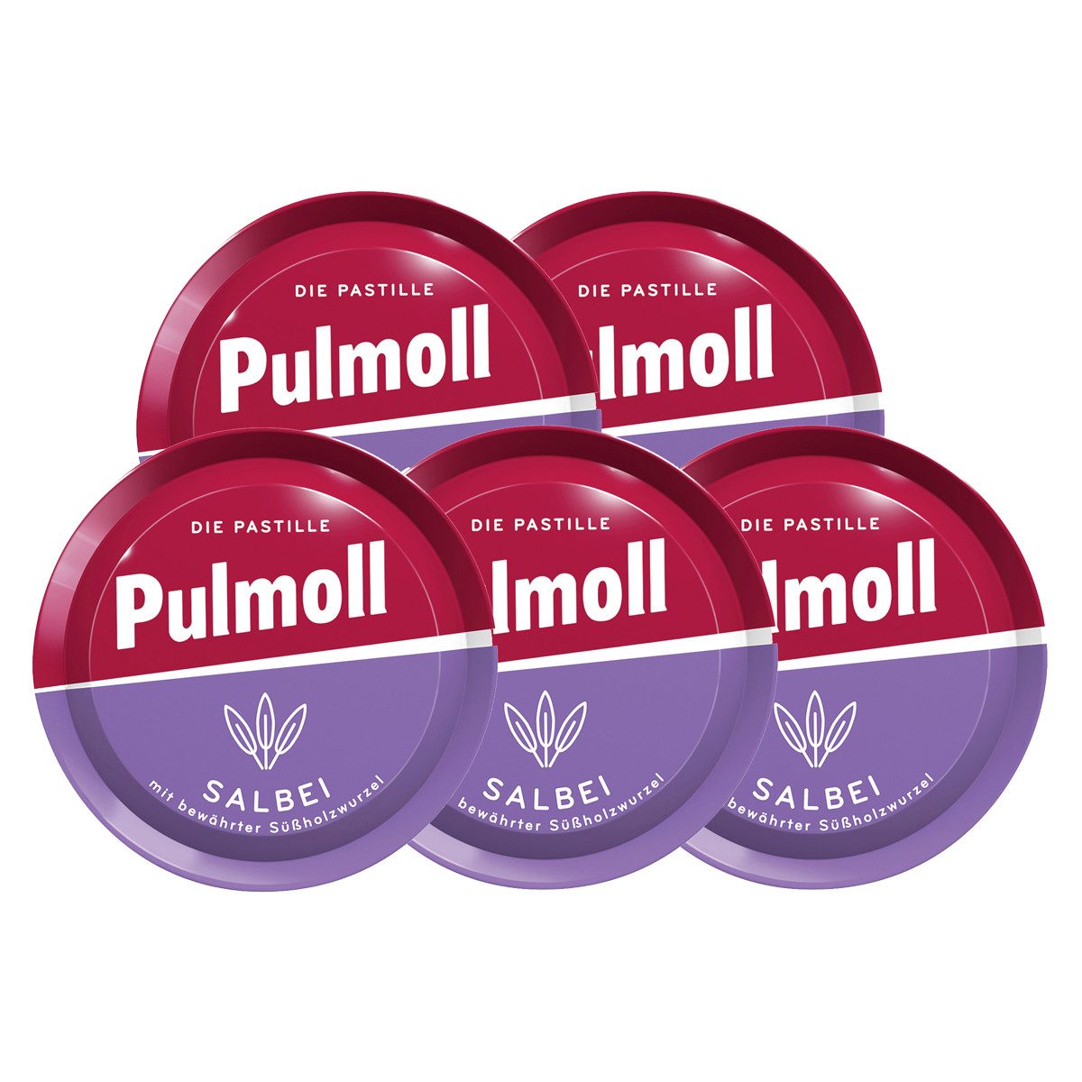 Pulmoll Süßigkeit, Pulmoll Hustenbonbons mit Salbei und feinem Lakritznote 75g 5er Pack