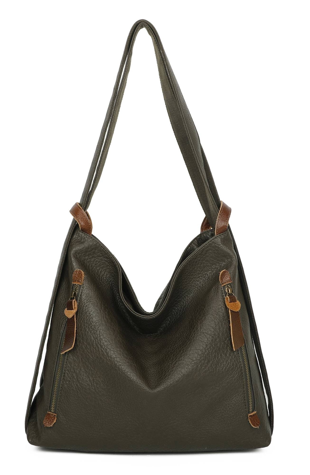 ITALYSHOP24 Schultertasche Damen Rucksack Handtasche Schultertasche, günstig online kaufen