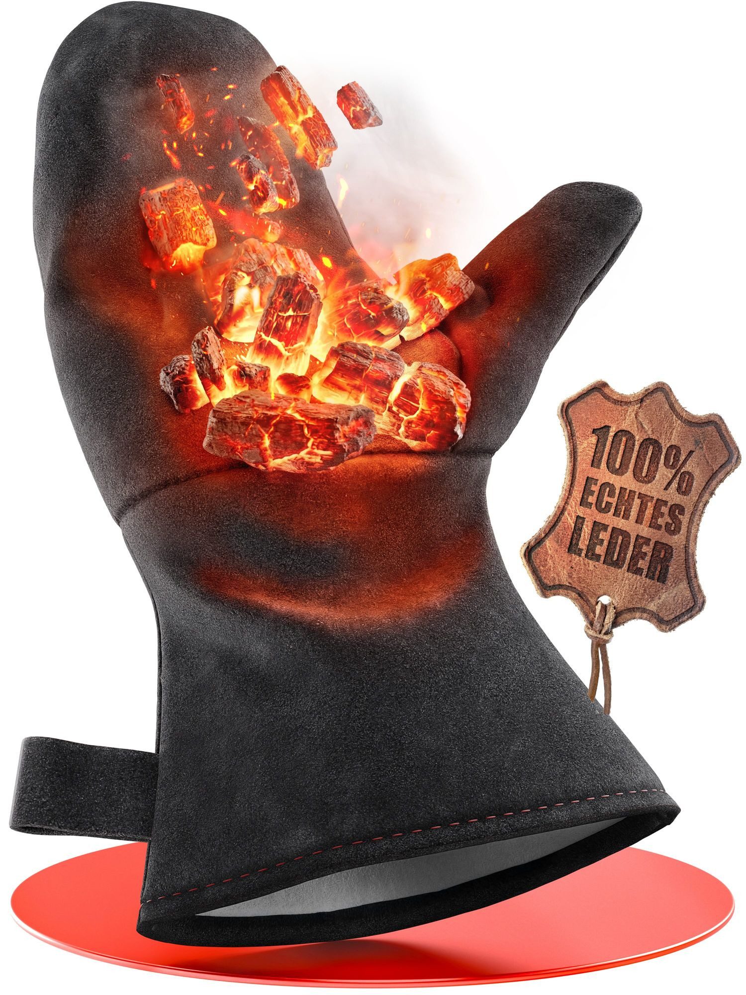 achilles Grillhandschuhe Grillhandschuh Kaminhandschuh mit Isolierung Ofenhanschuh aus Leder
