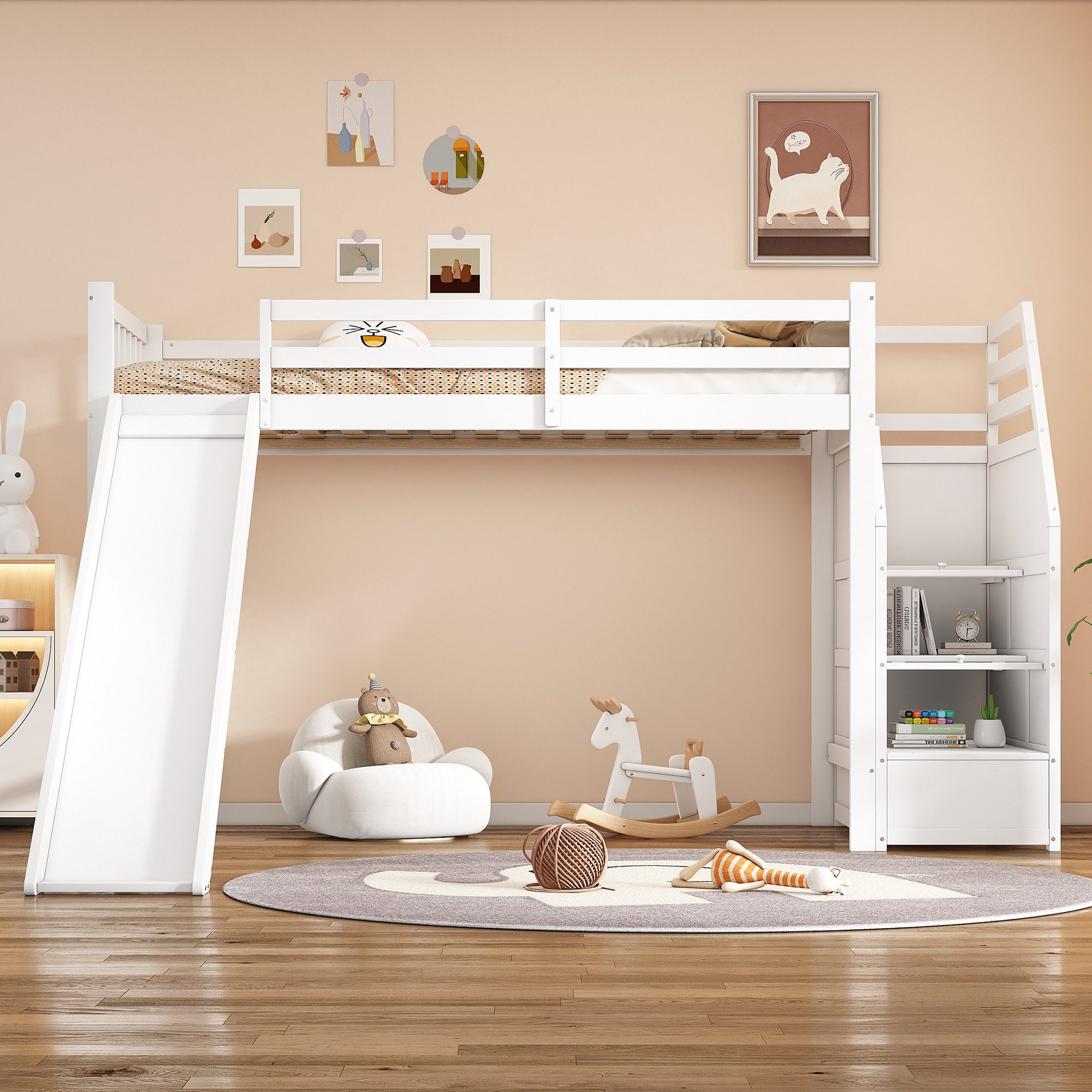 TavilaEcon Hochbett Kinderbett Jugendbett mit Rutsche günstig online kaufen