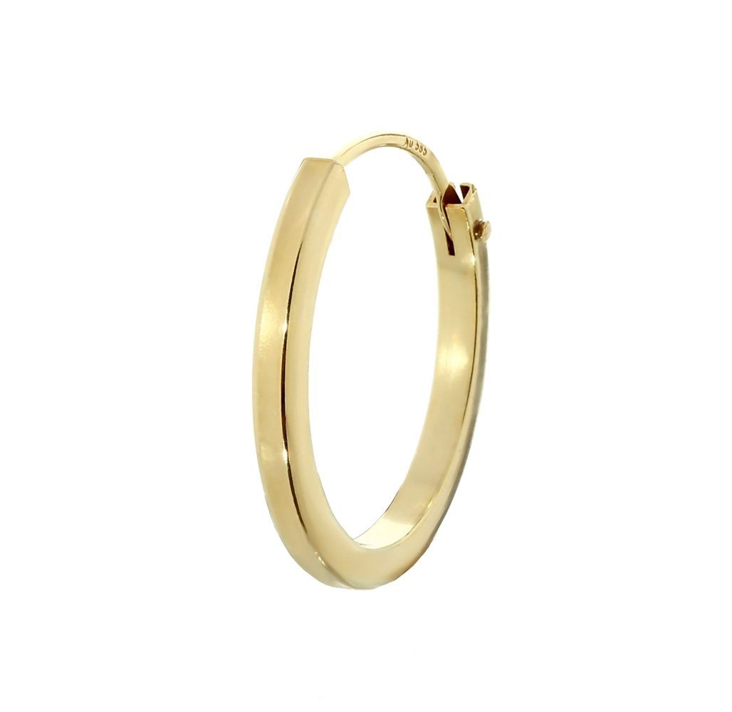 NKlaus Single-Creole Einzel Gelbgold Quad Ohrring 585 Ohrschmuck Creole