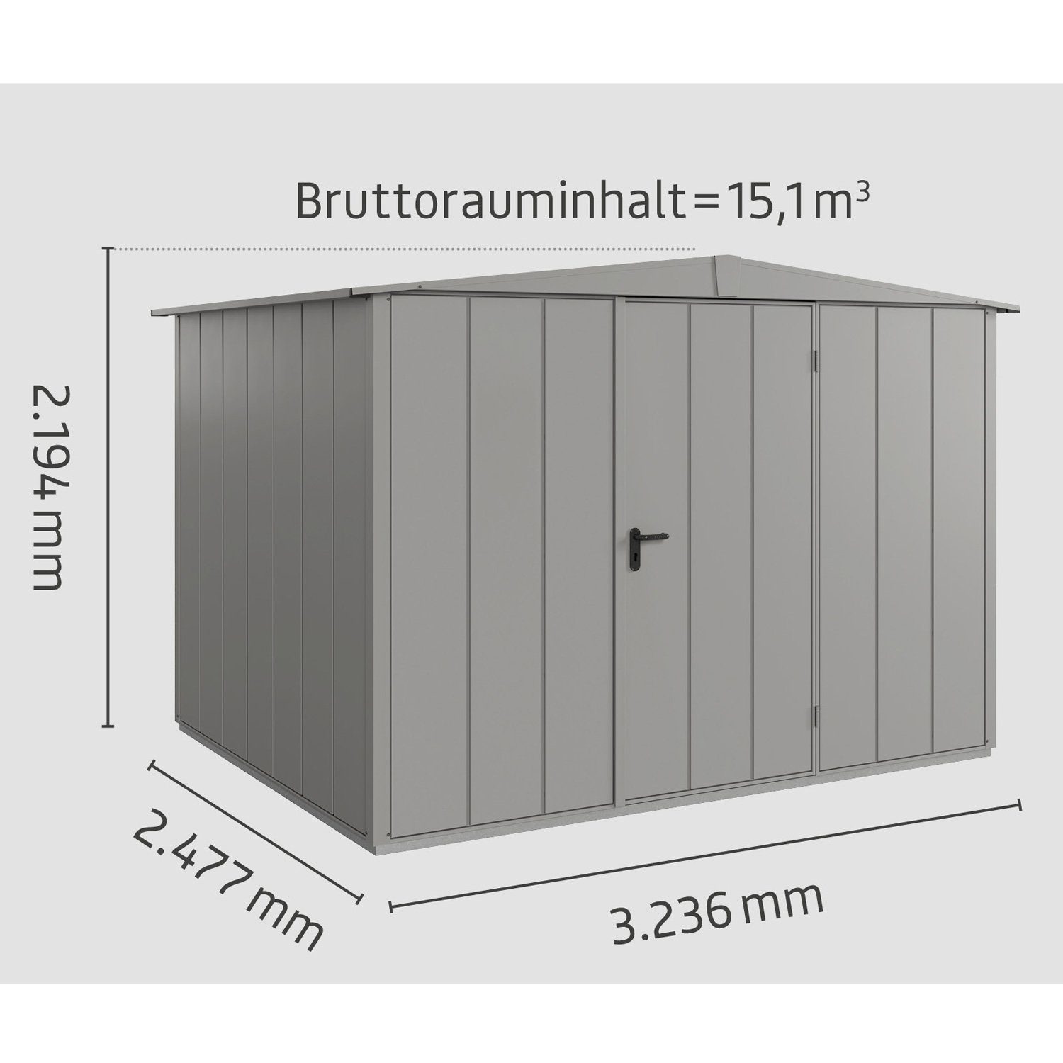 graualuminium Hörmann Metall (324 cm), x Satteldach 248 Ecostar mit Elegant aus Gerätehaus