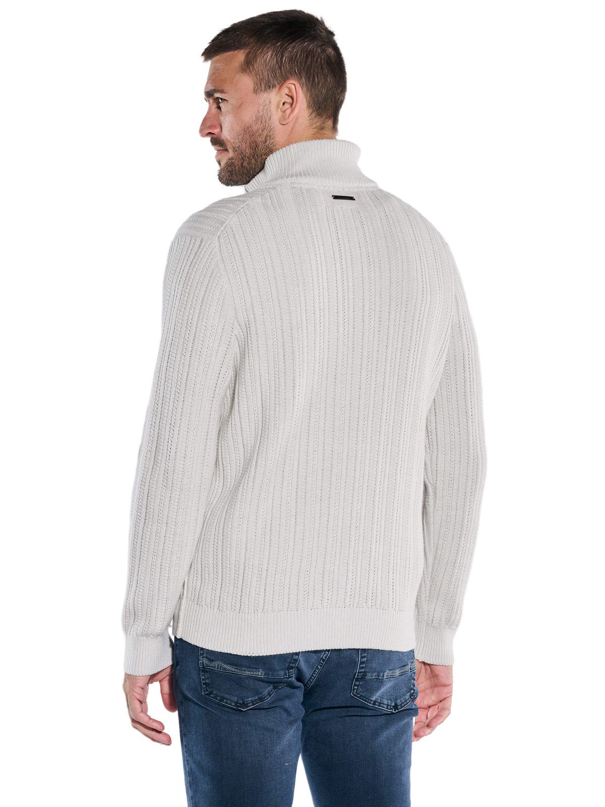 emilio adani Stehkragenpullover Herren Pullover mit Troyerkragen, Hellgrau günstig online kaufen