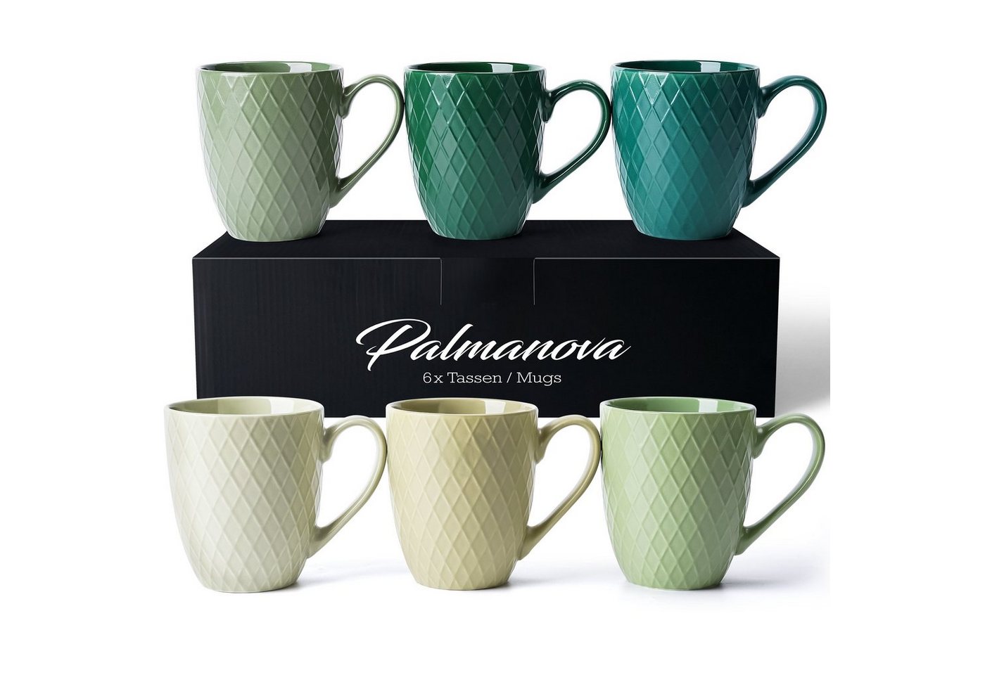 MiaMio Tasse 6 x 400 ml – Kaffeetassen Set / Becher– Moderne Keramik Matt, 6-tlg., Keramik