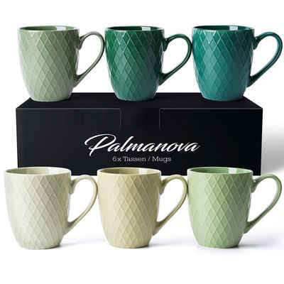MiaMio Tasse 6 x 400 ml – Kaffeetassen Set / Becher– Moderne Keramik Matt, Keramik