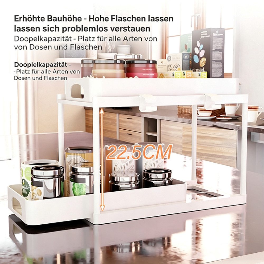 SPACEKEEPER Organizer Ausziehbarer Unterschrank-Organizer, Ablageregal für Waschbecken (1 St), 2 Ebene höhenverstellbarer Arbeitsplatten-Organizer – Bild 3 von 5