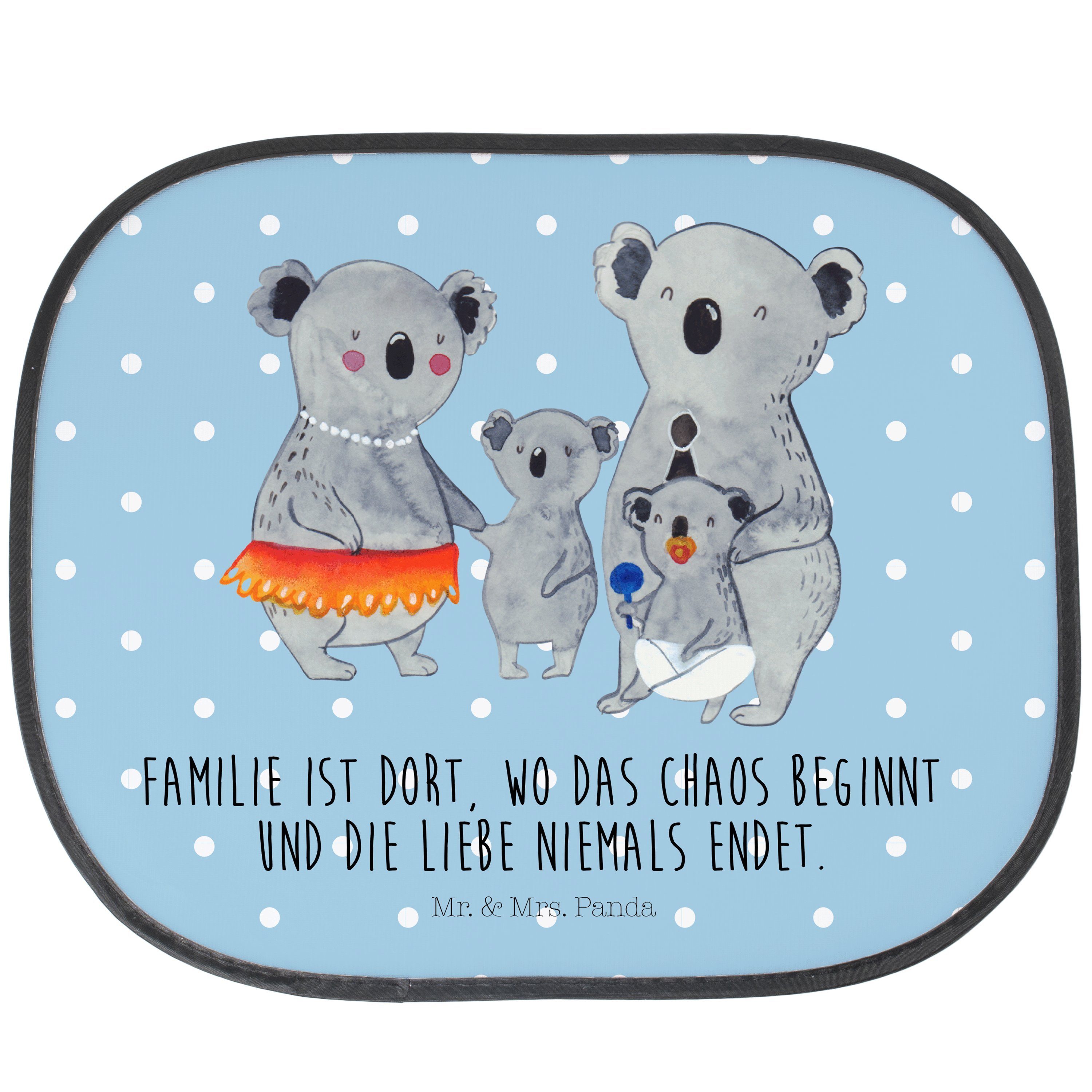 Sonnenschutz Koala Familie - Blau Pastell - Geschenk, Kinder, Oma, Sonnenschutz Ba, Mr. & Mrs. Panda, Seidenmatt