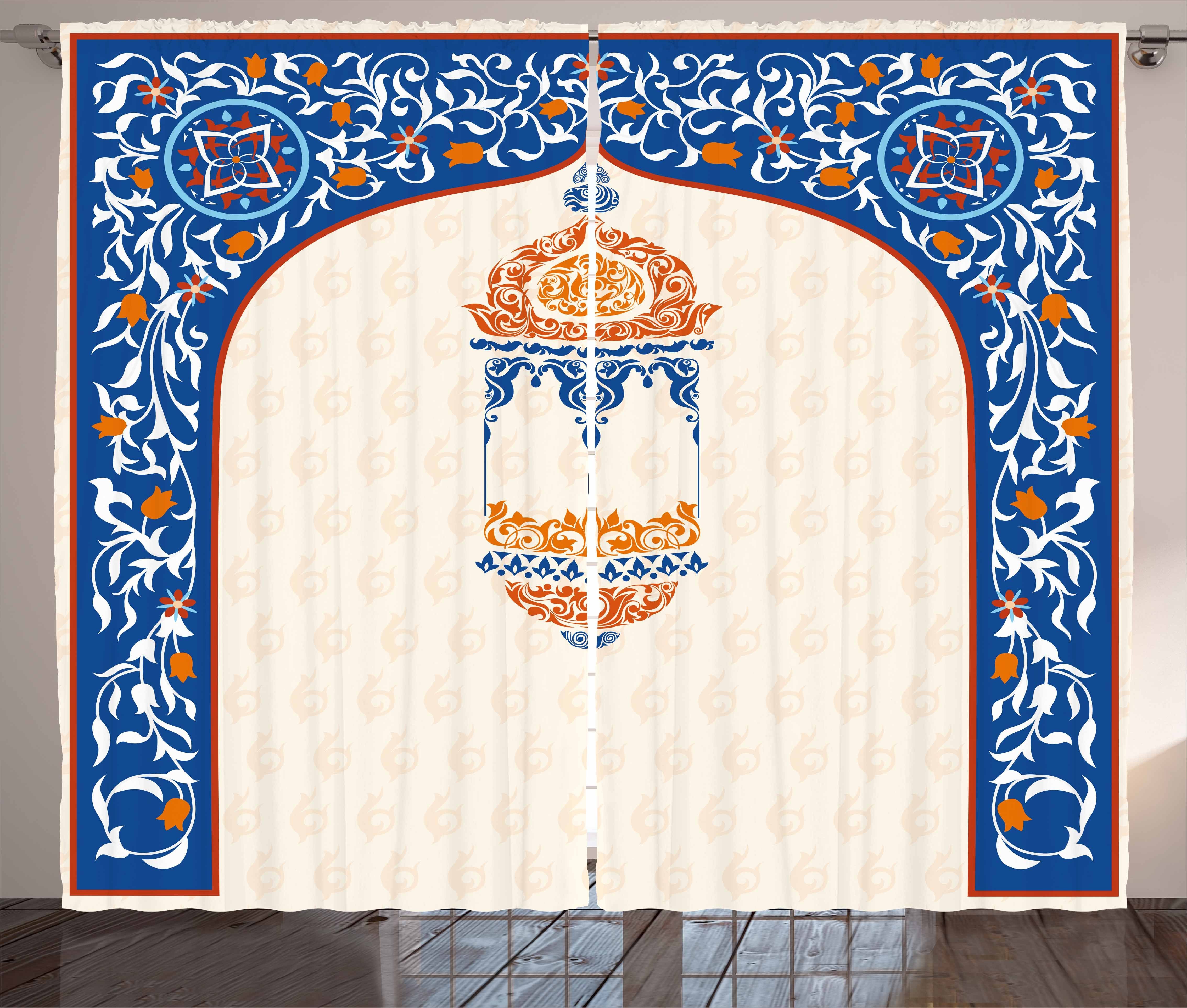 Gardine Schlafzimmer Kräuselband Vorhang mit Schlaufen und Haken, Abakuhaus, Laterne Kunst-Art Oriental