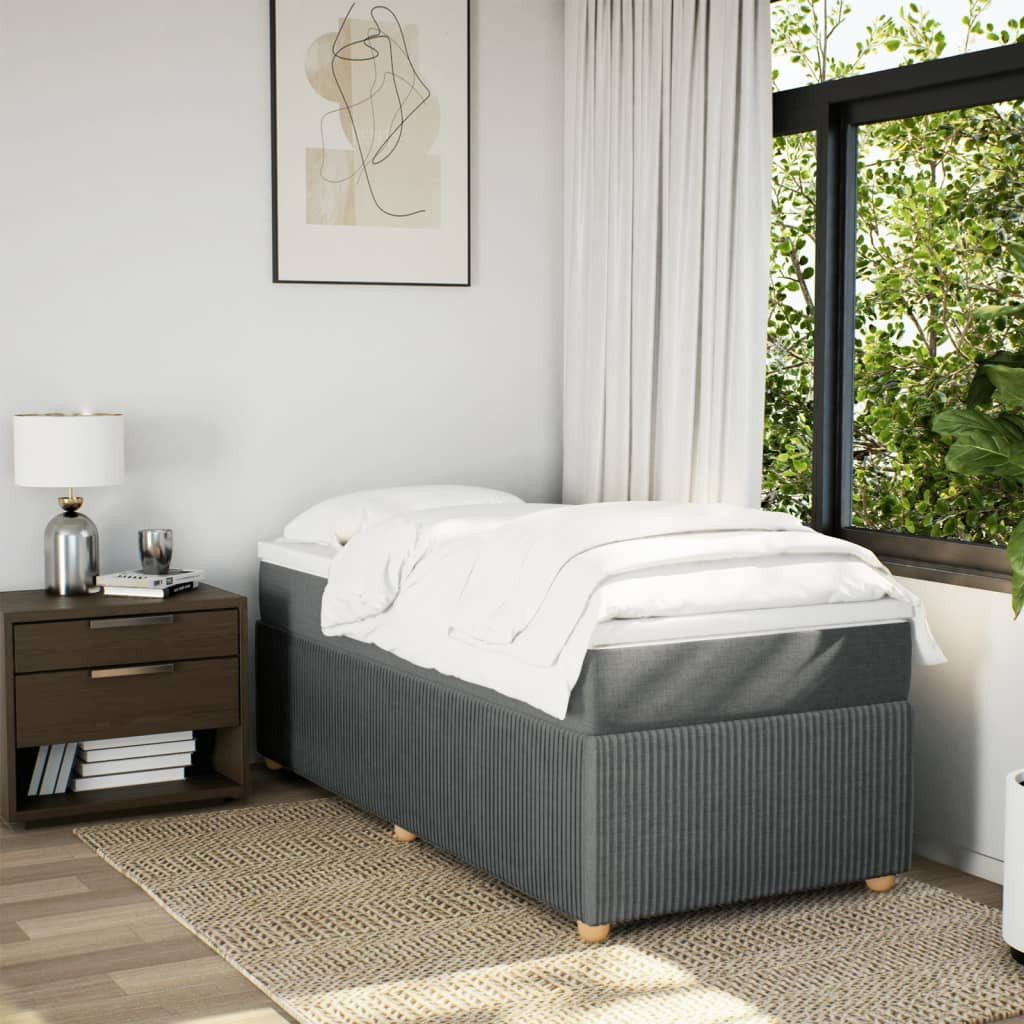 vidaXL Bett Boxspringbett mit Matratze Dunkelgrau günstig online kaufen