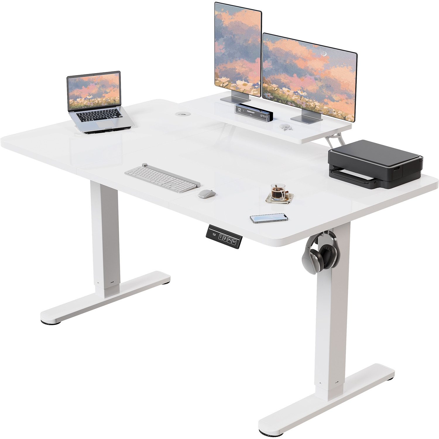 HOMALL Schreibtisch Höhenverstellbarer Schreibtisch mit Monitorständer 120/ günstig online kaufen
